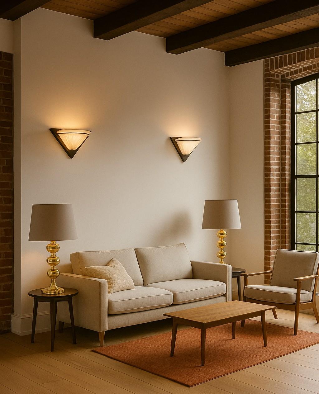 Une fantastique paire de lampes de table vintage de l'ère spatiale en laiton, assorties, de NAFA, Nybro, Suède. Ces lampes ont un design simple, avec 3 sphères rondes. Les formes sont simples, mais ce sont les couleurs dorées du laiton qui rendent