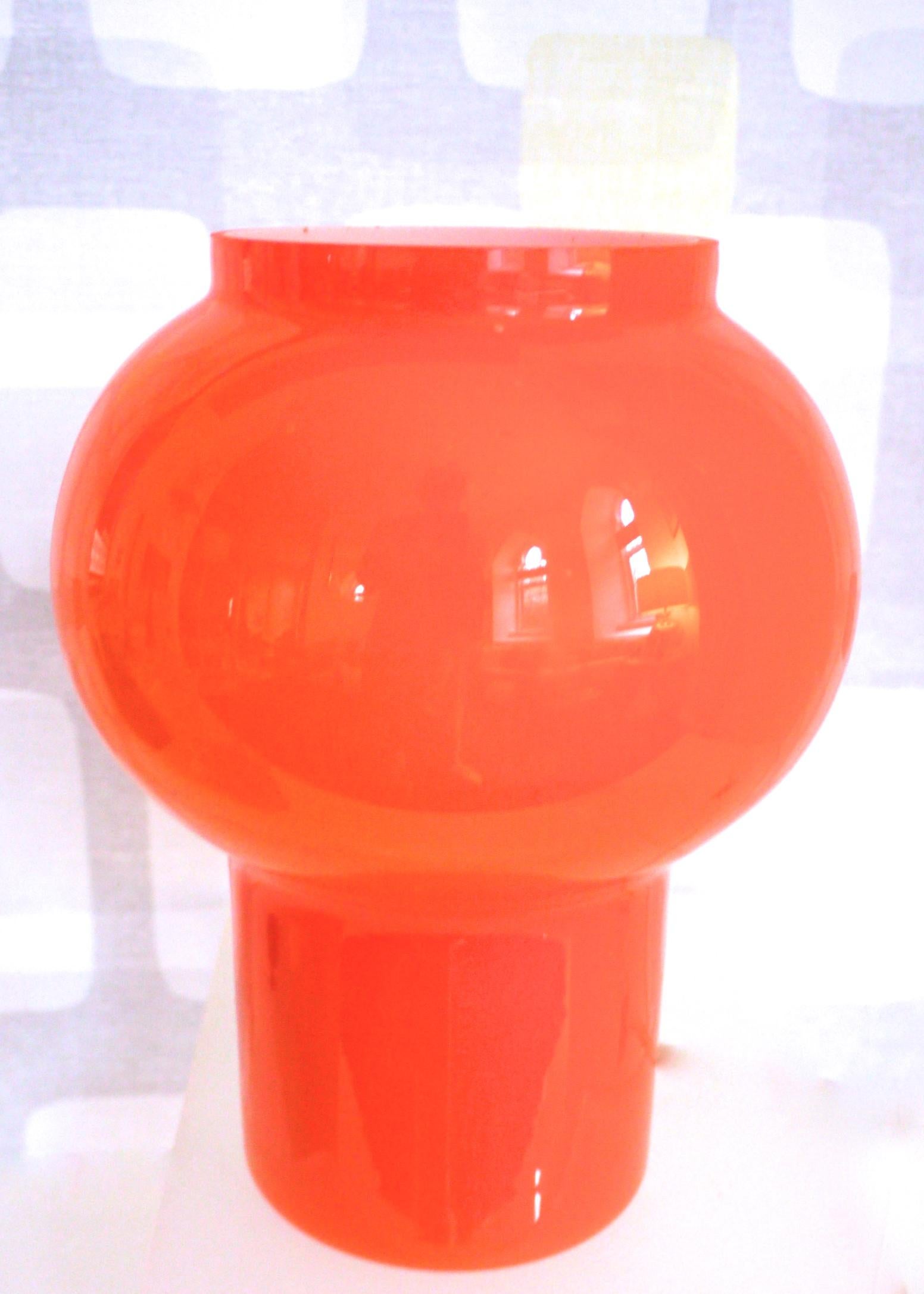 Late 20th Century Scandinavian Modern Space Age/Sputnik Orange Table Lamp Cased Glass Early 1970 For Sale
