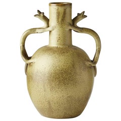 Scandinavian Modern Speckled Vase with Handles, Ewald Dahlskog for Bo Fajans