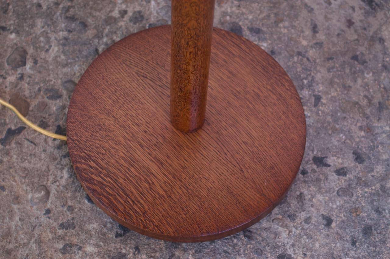 Scandinavian Modern Stained Oak Floor Lamp with Fiberglass Shade 5