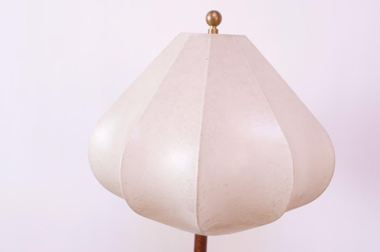 Scandinavian Modern Stained Oak Floor Lamp with Fiberglass Shade 1