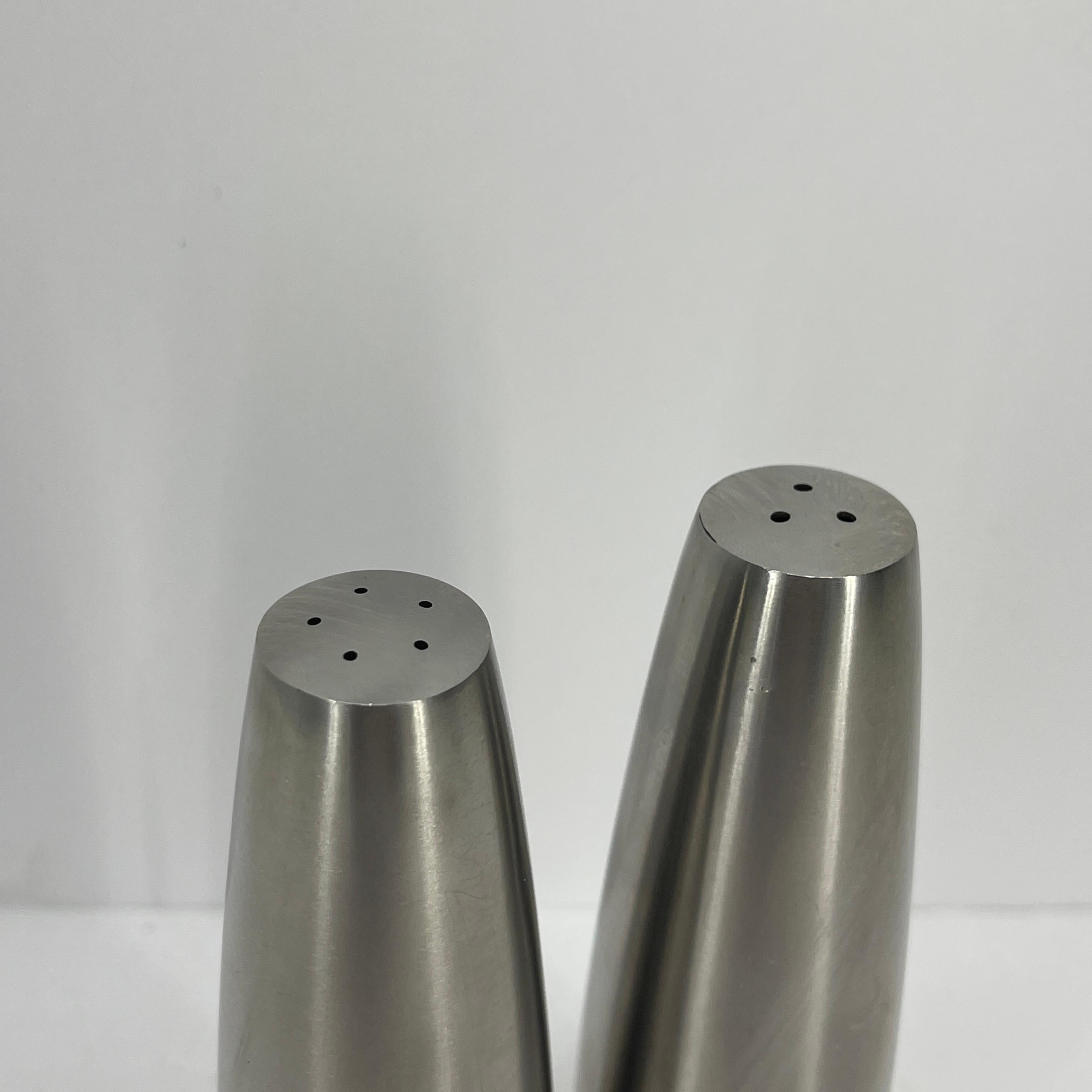 Mid-Century Modern Scandinavian Modern Stainless Steel Salt and Pepper Shaker Set, circa 1970's For Sale