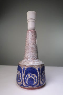 Marianne Starck Table Lamp, Hand-Painted Ceramic, Blue Floral, 1960s