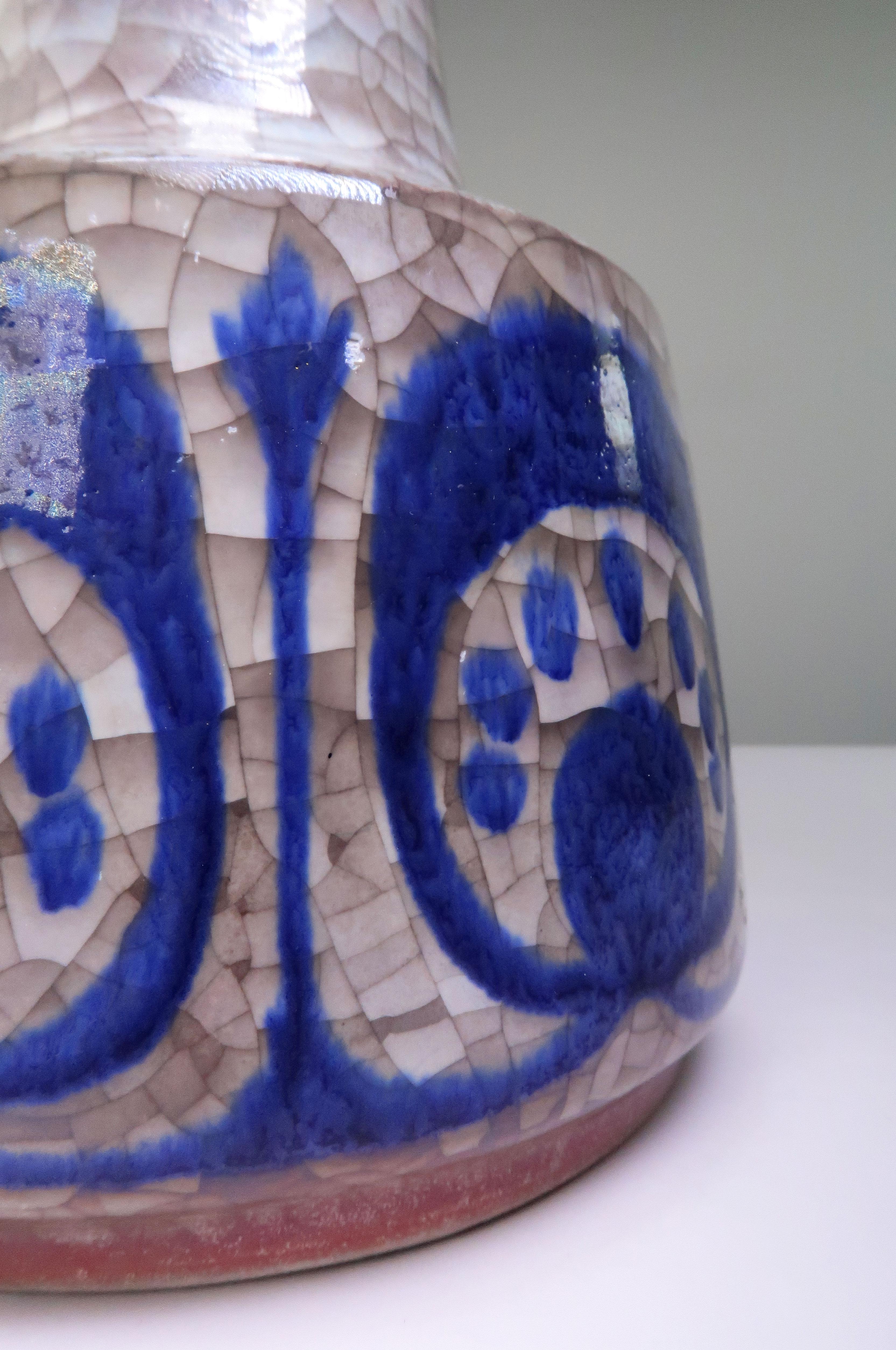 Danois Lampe décorative bleue à glaçure craquelée Starck & Andersen, années 1960 en vente