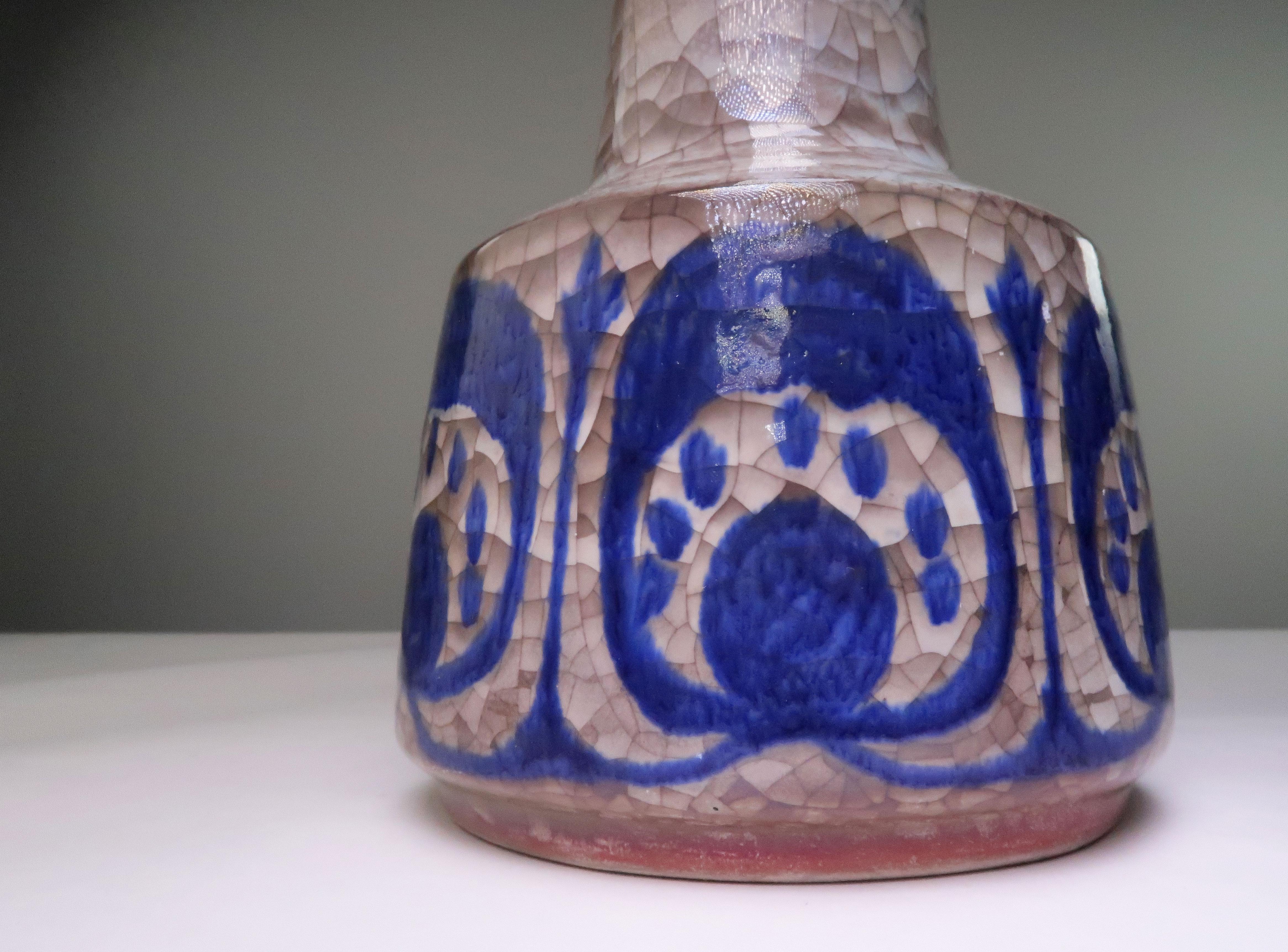Danish Starck & Andersen Crackle Glaze Blue Decor Lamp, 1960s For Sale