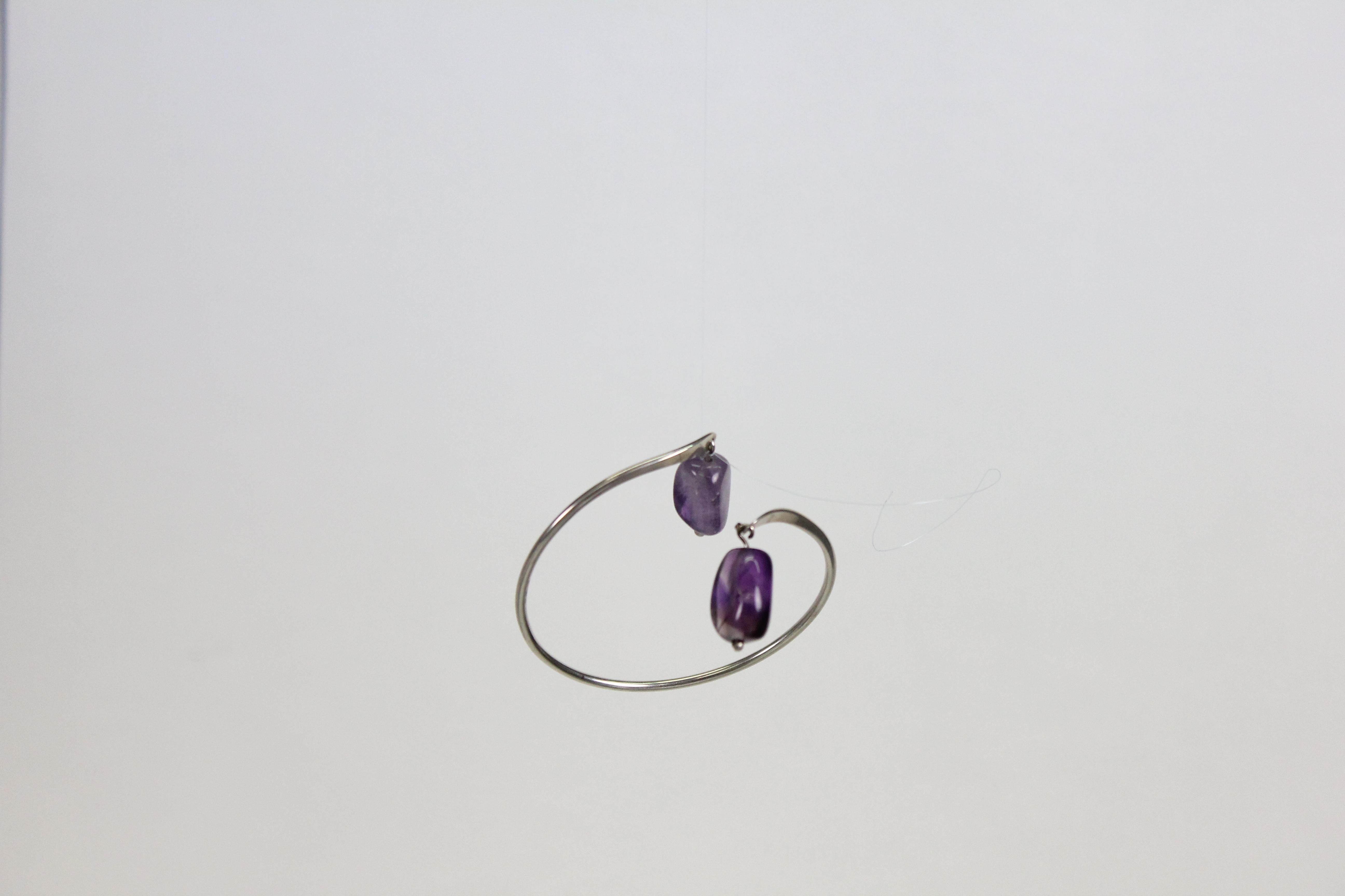 Scandinavian Modern Sterling Silver and Amethyst Bracelet, Borgila, Sweden, 1959 4