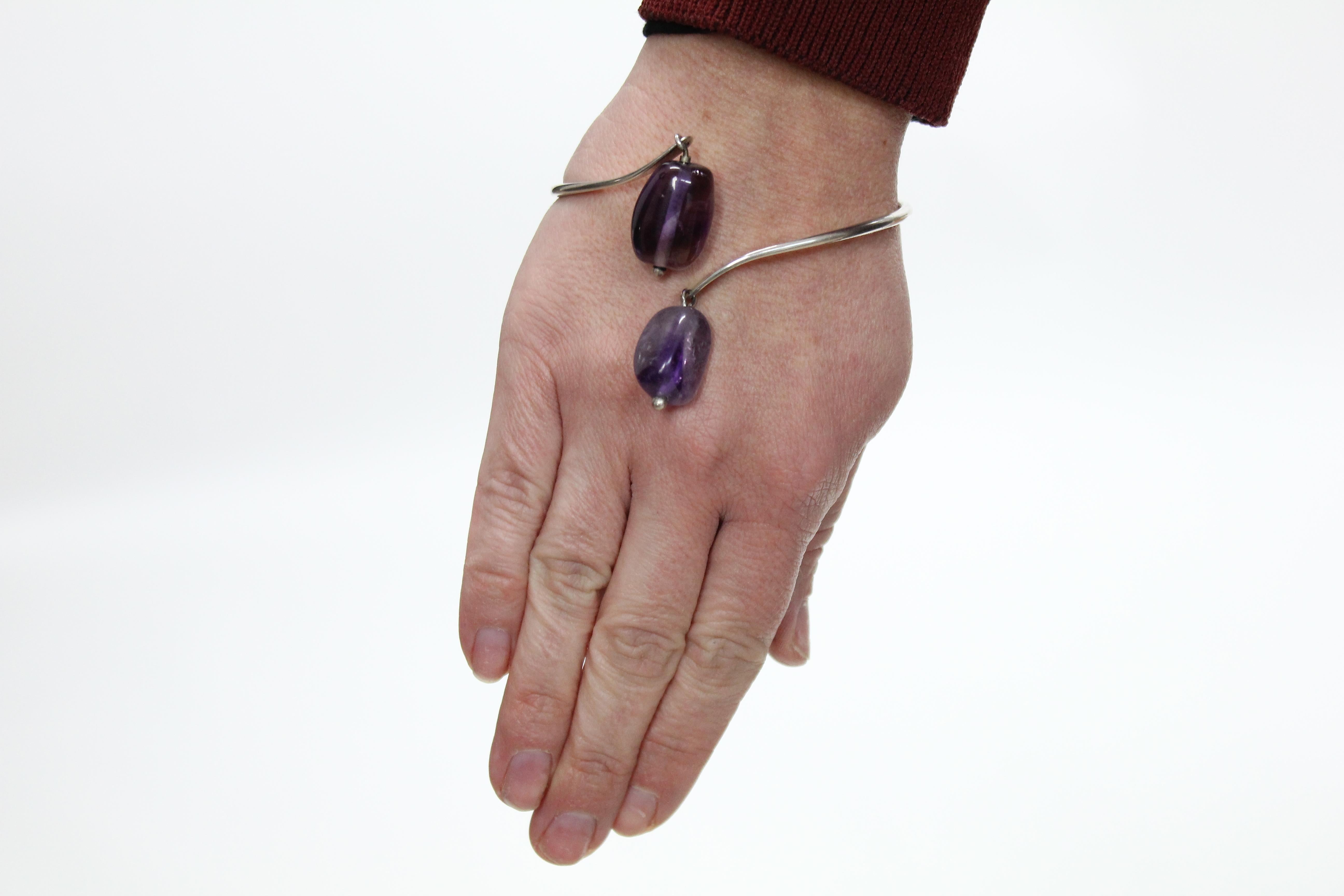 Scandinavian Modern Sterling Silver and Amethyst Bracelet, Borgila, Sweden, 1959 12