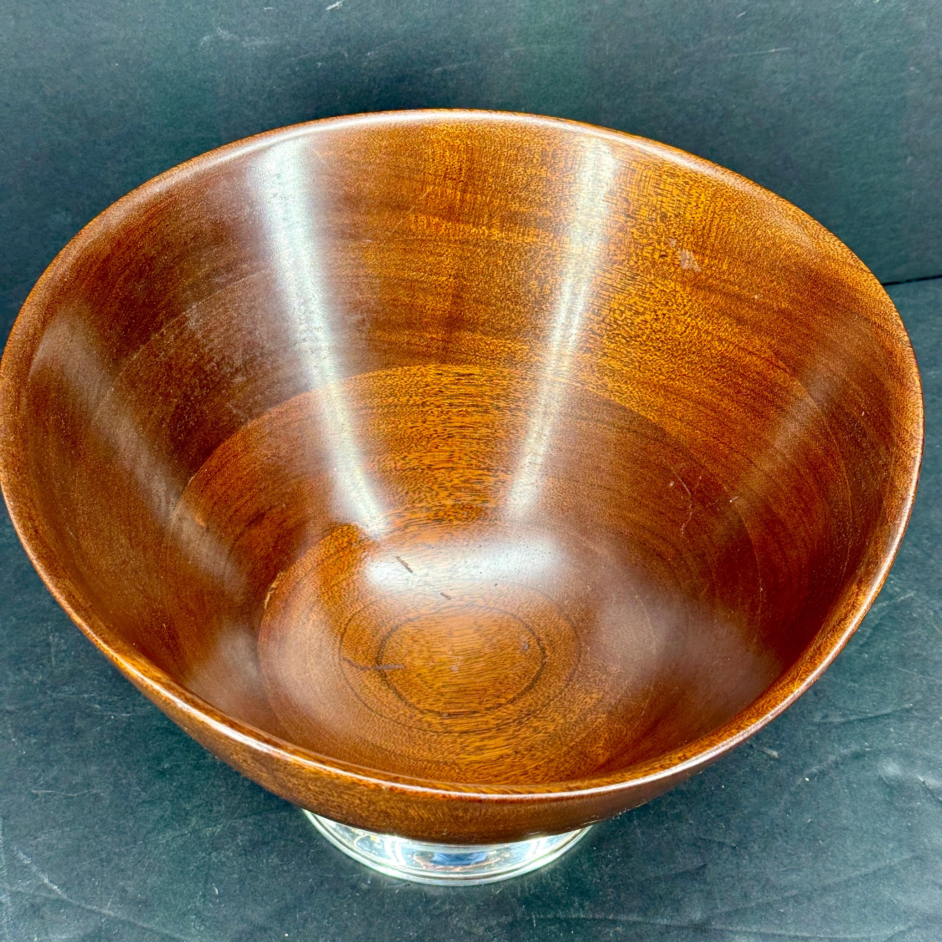 Bol scandinave moderne en argent sterling et bois d'acajou en vente 2
