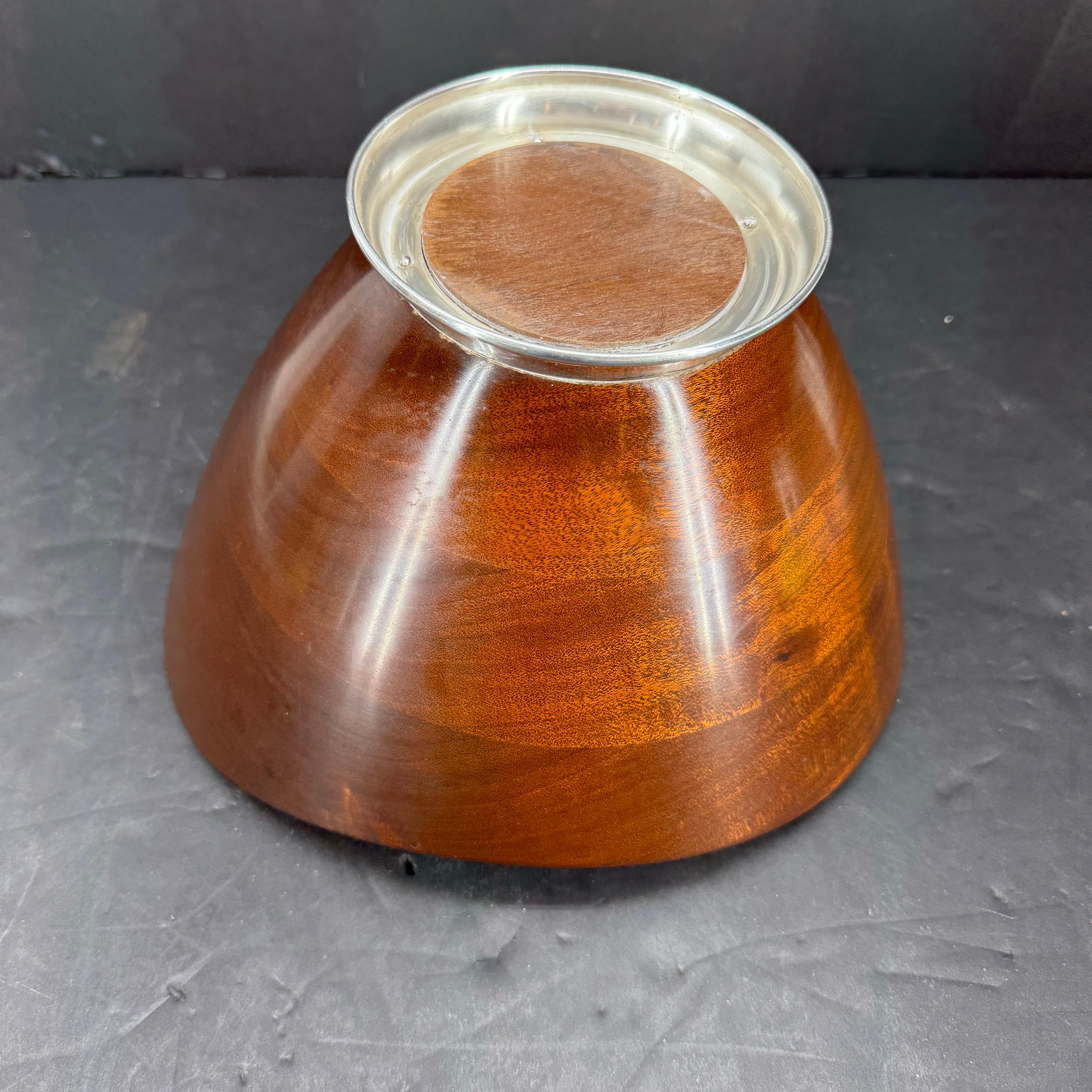 Bol scandinave moderne en argent sterling et bois d'acajou en vente 4