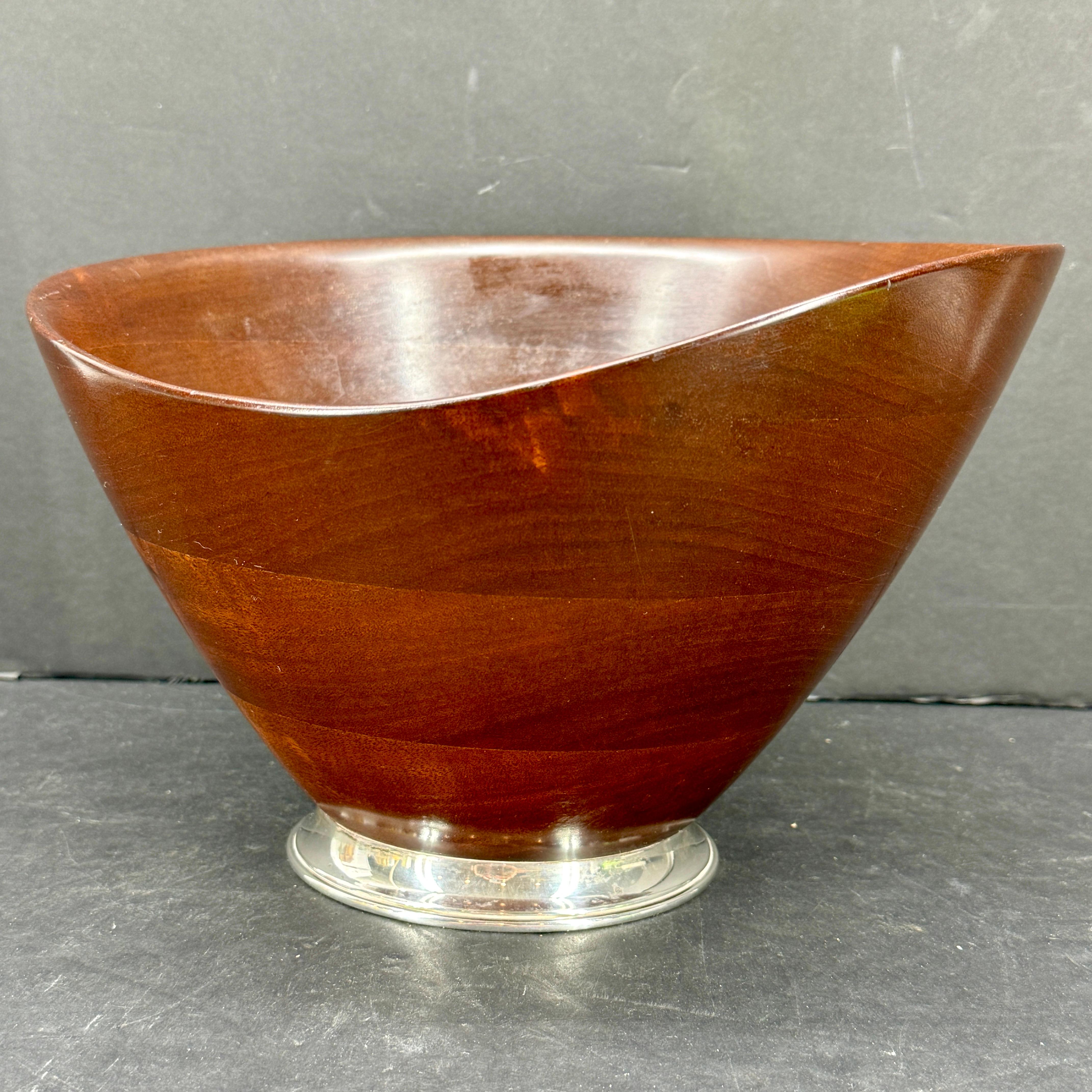 Scandinave Bol scandinave moderne en argent sterling et bois d'acajou en vente