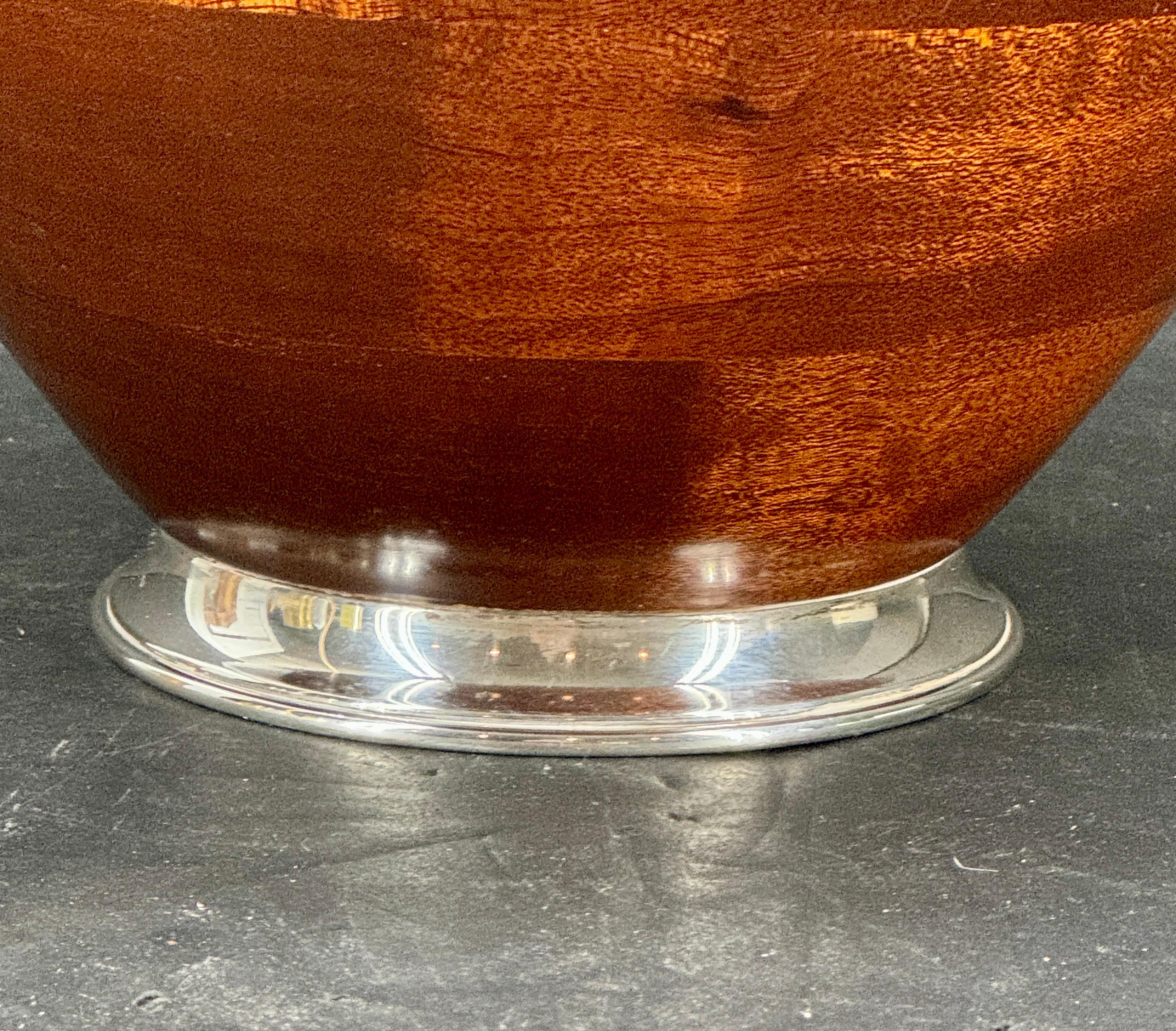 Bol scandinave moderne en argent sterling et bois d'acajou Bon état - En vente à Haddonfield, NJ