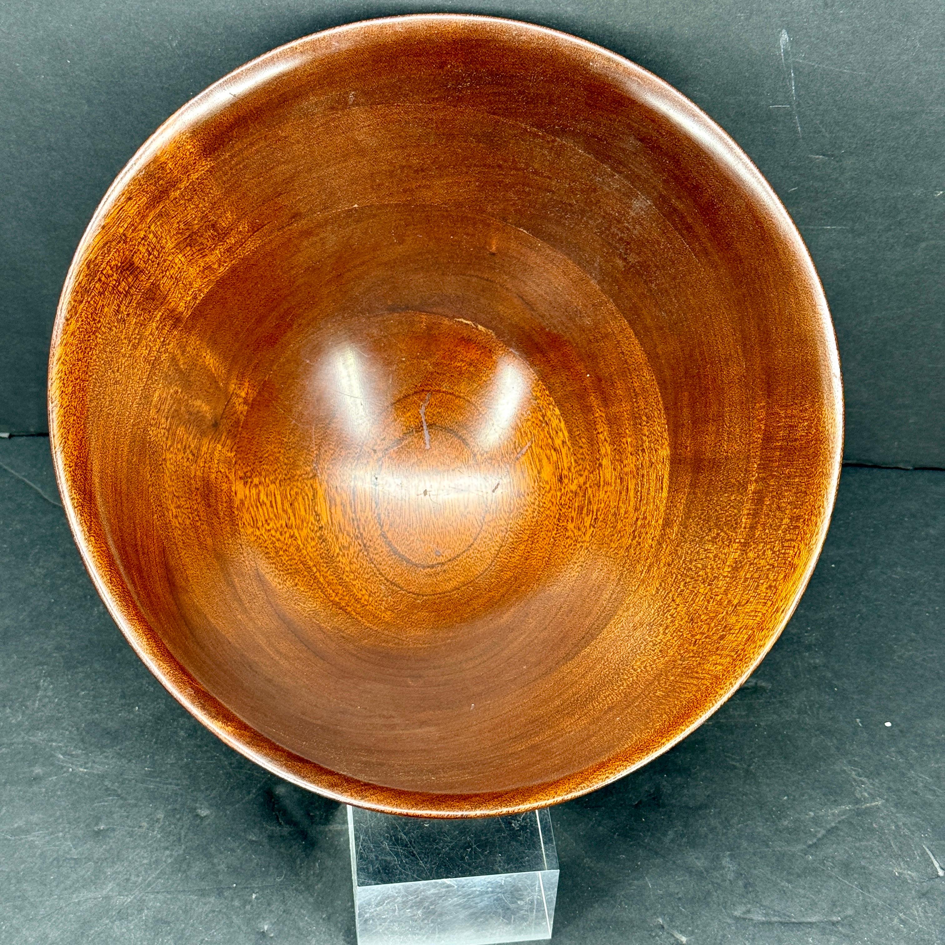 Bois Bol scandinave moderne en argent sterling et bois d'acajou en vente