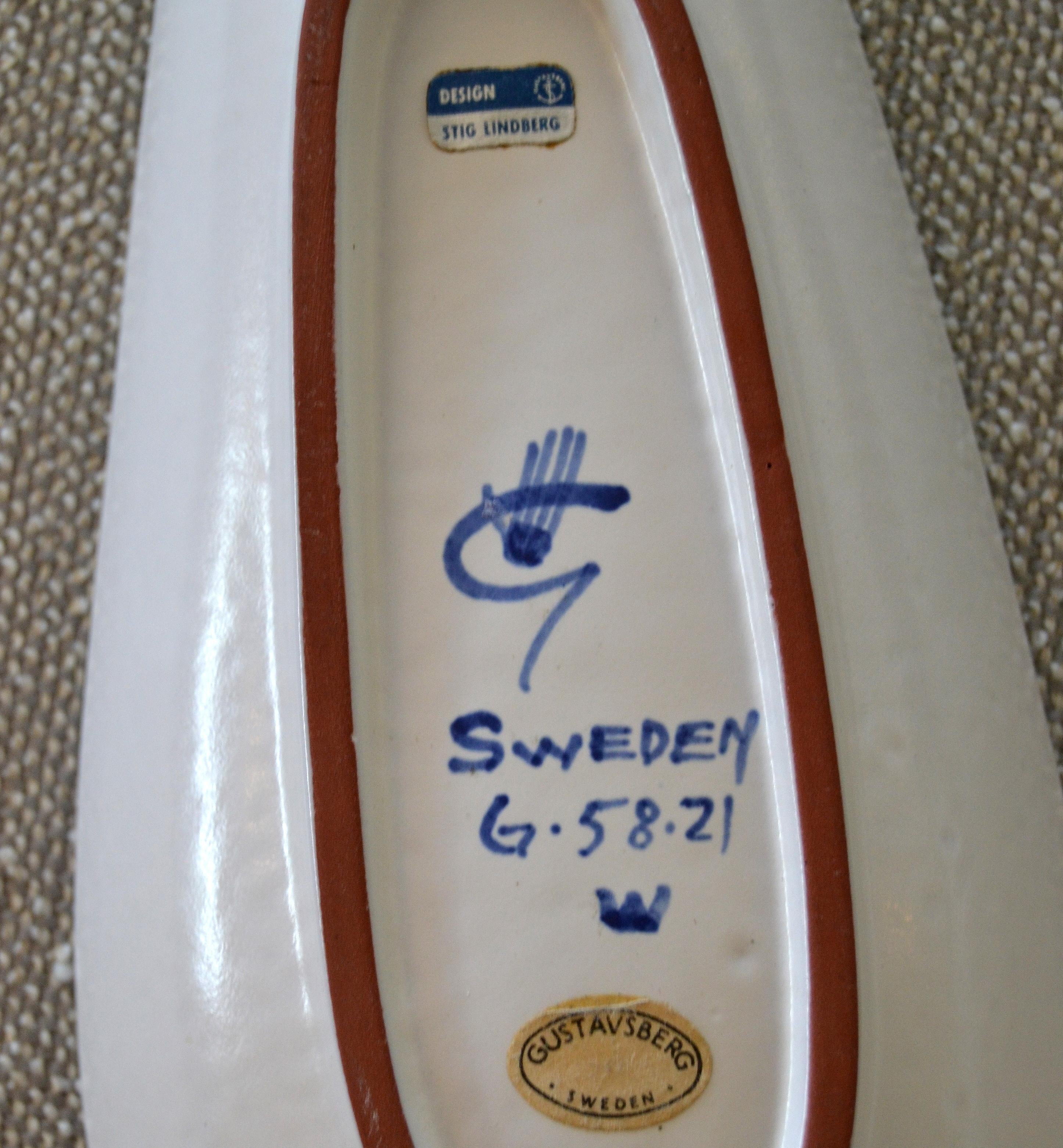 Scandinavian Modern Stig Lindberg Design Ceramic Catchall Pottery Gustavsberg For Sale 3