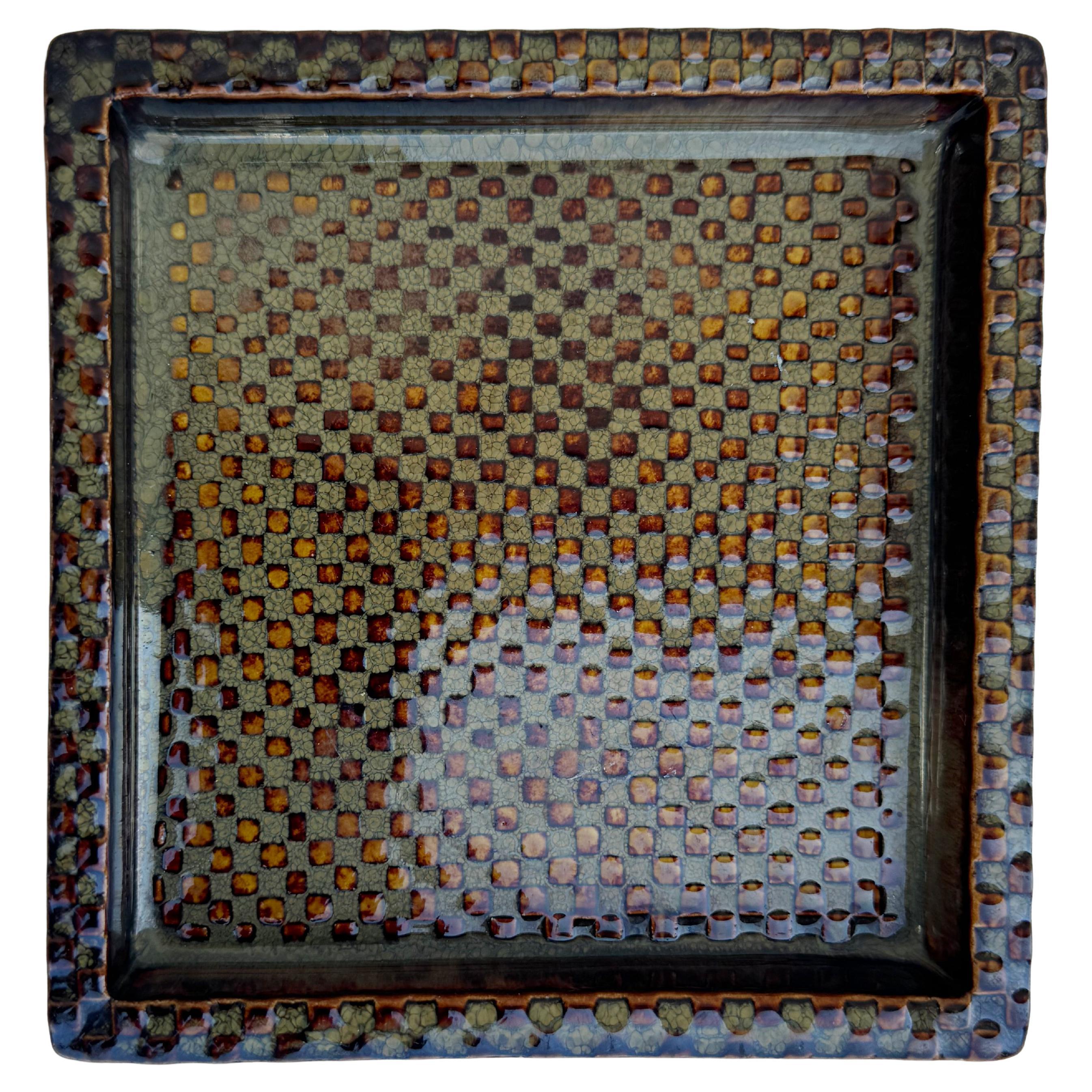 Skandinavische Moderne Stig Lindberg "Domino" Schale, in Brown und Beige, Gustavsberg