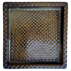 Scandinavian Modern Stig Lindberg "Domino" Dish, in Brown and Beige, Gustavsberg