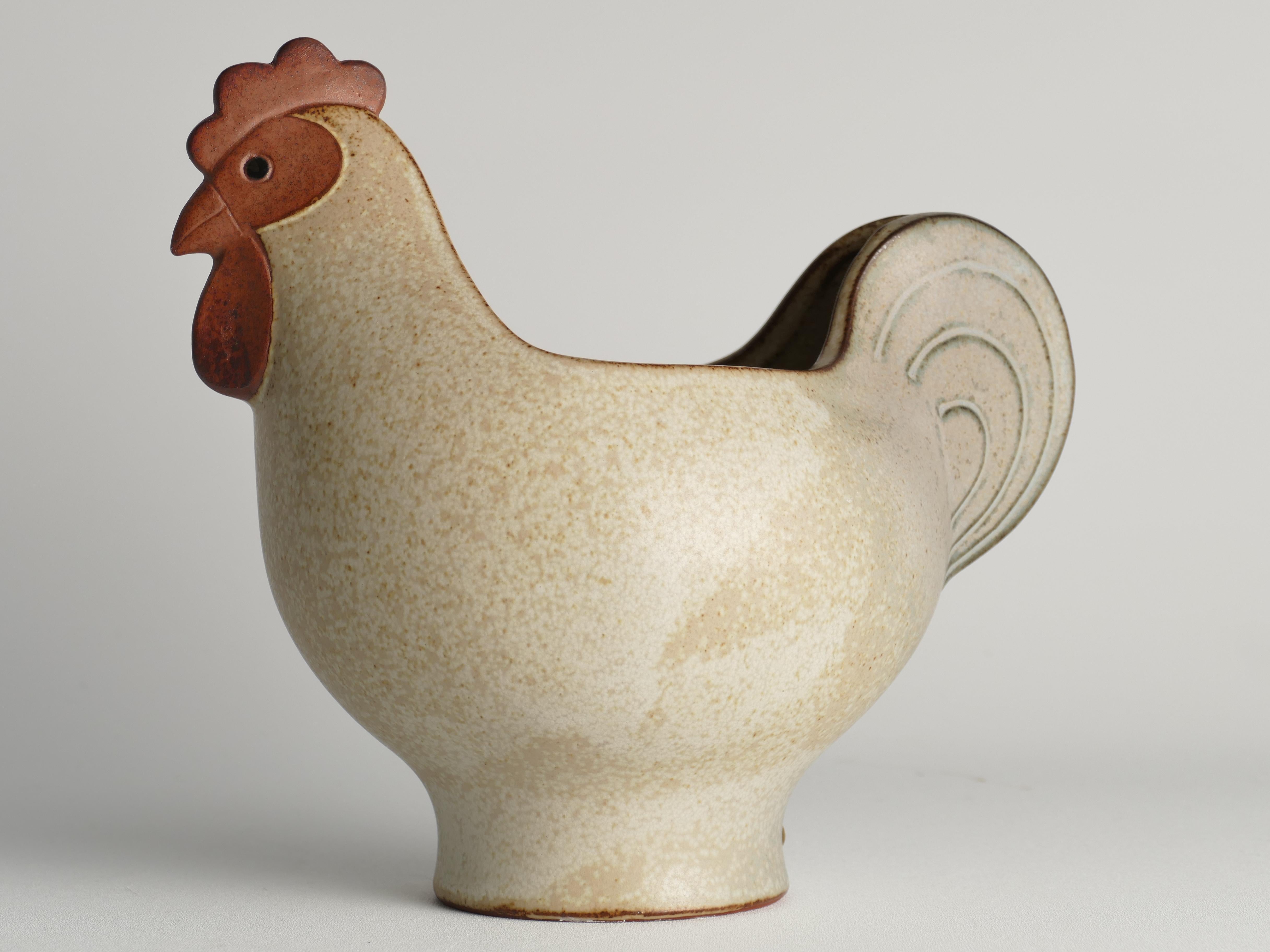 Scandinavian Modern Stoneware Easter Hen Bowl by Lisa Larson, 1982 3
