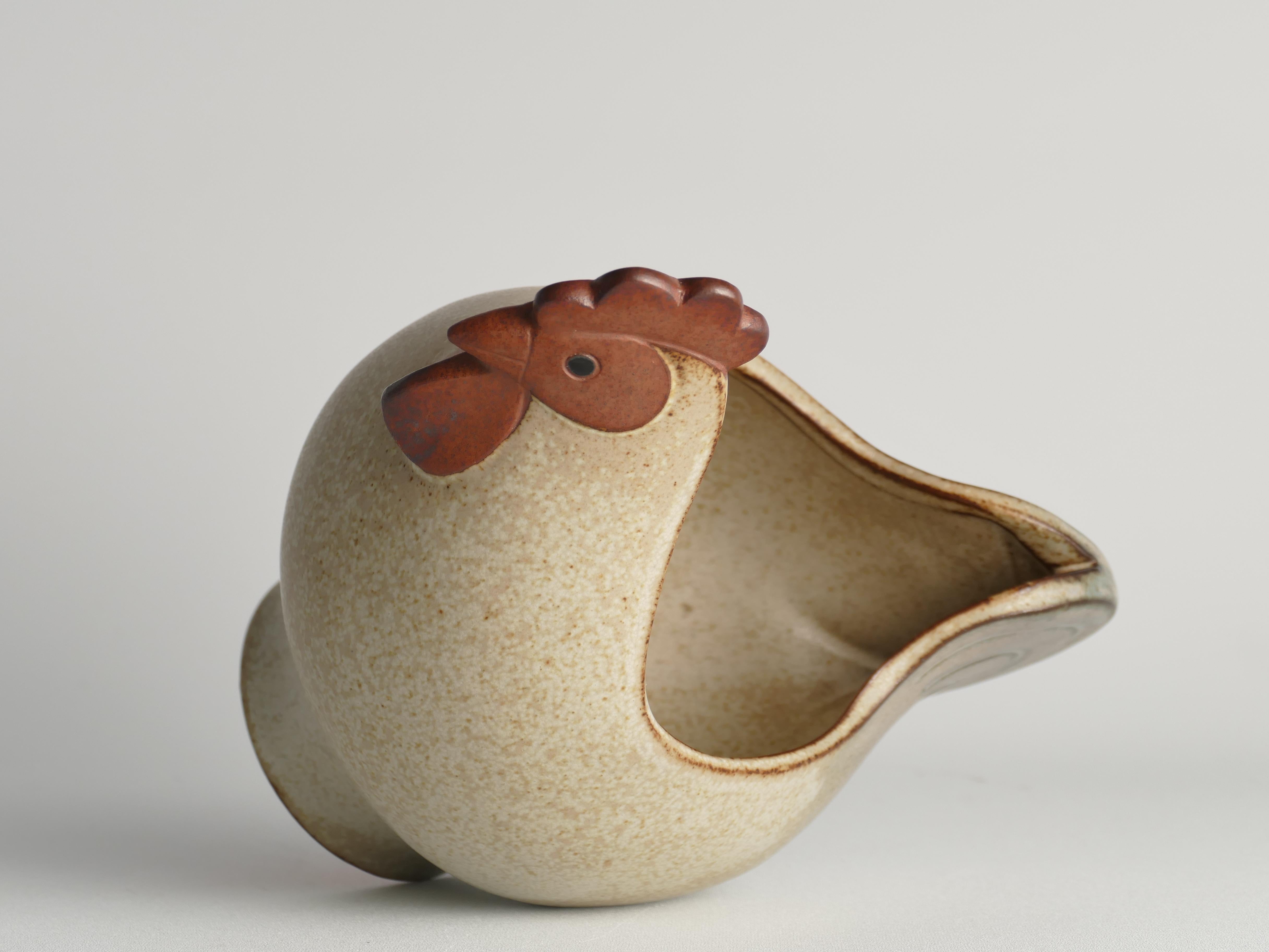 Scandinavian Modern Stoneware Easter Hen Bowl by Lisa Larson, 1982 7
