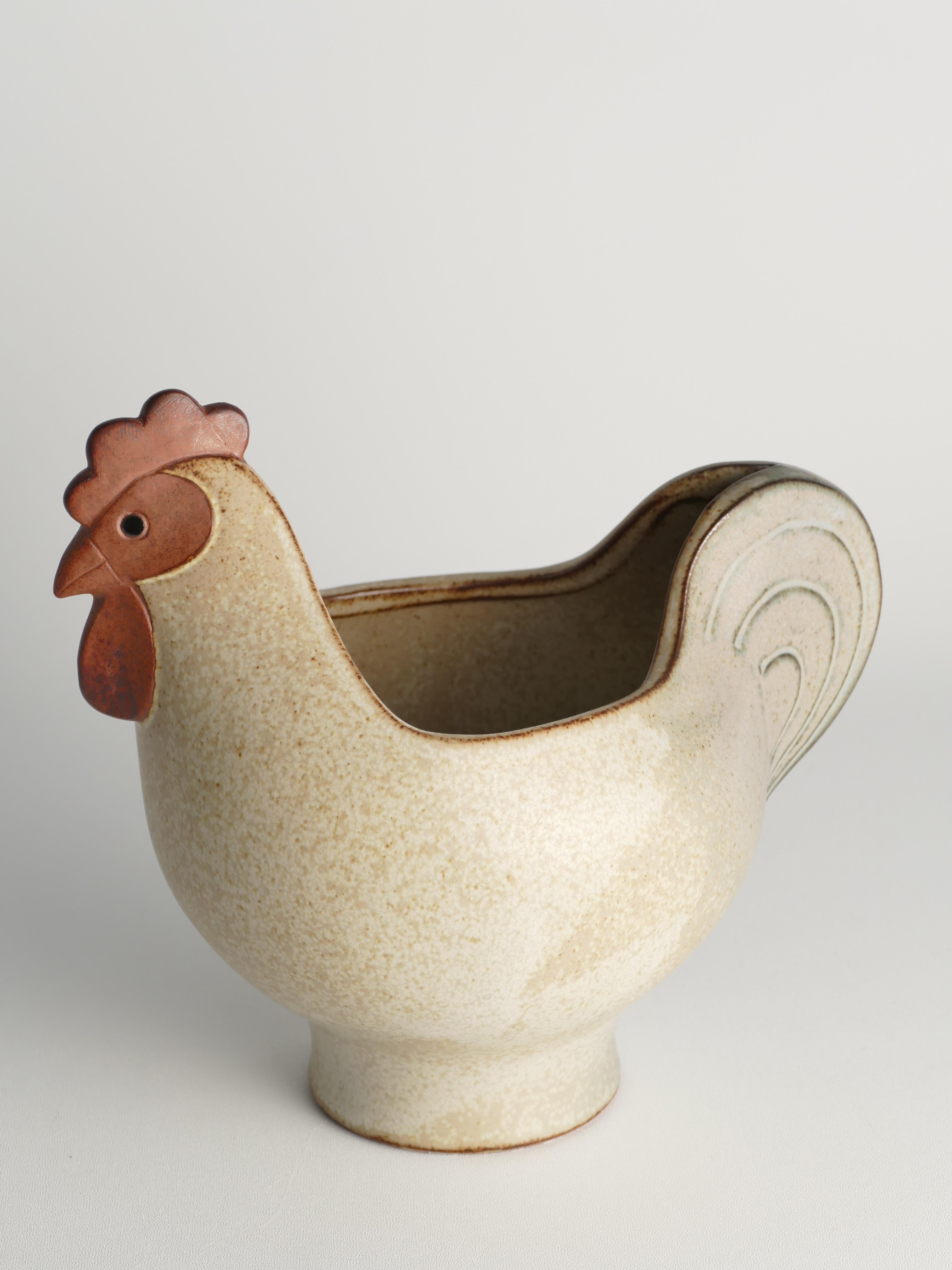 Scandinavian Modern Stoneware Easter Hen Bowl by Lisa Larson, 1982 8