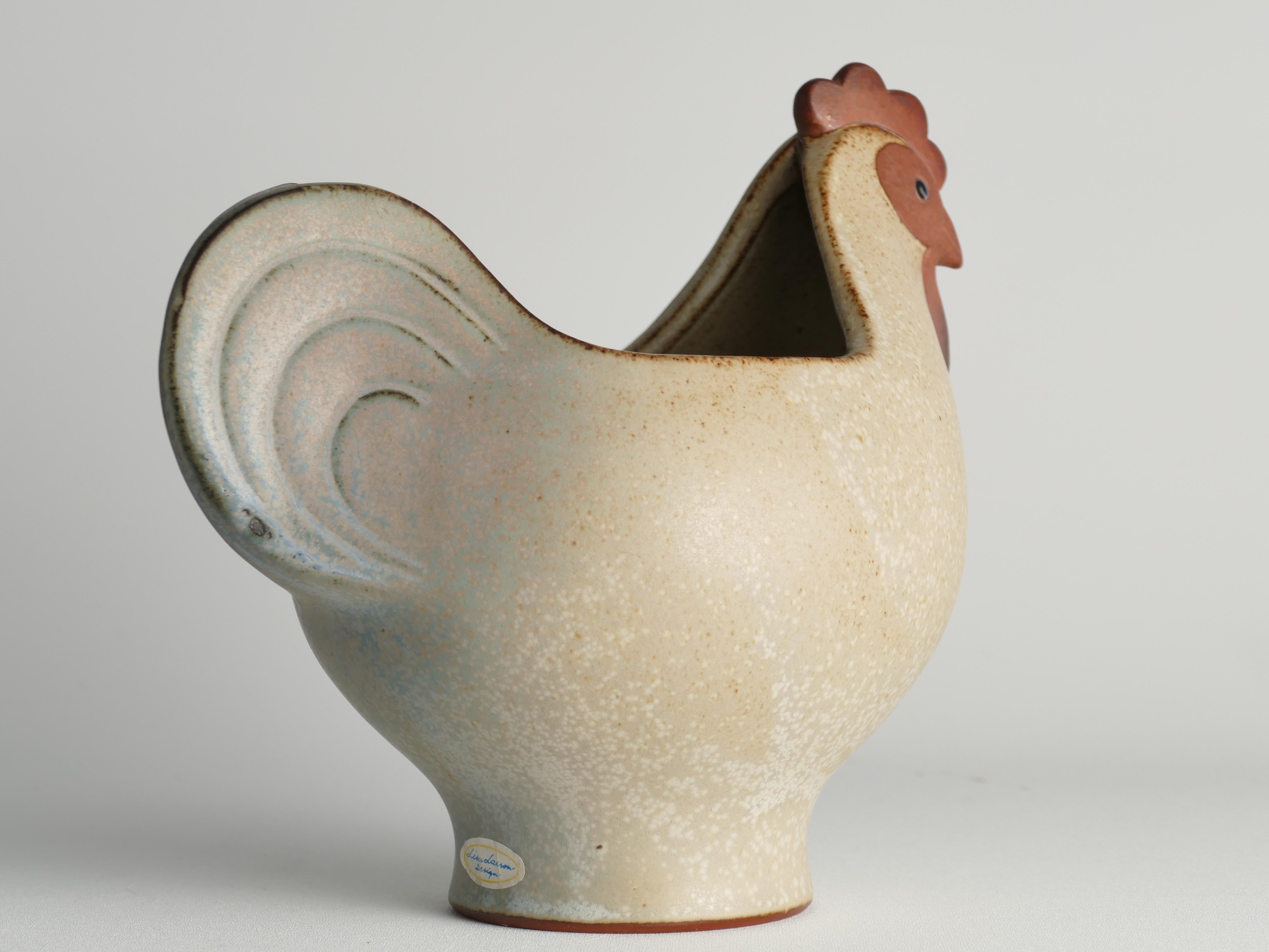 Swedish Scandinavian Modern Stoneware Easter Hen Bowl by Lisa Larson, 1982