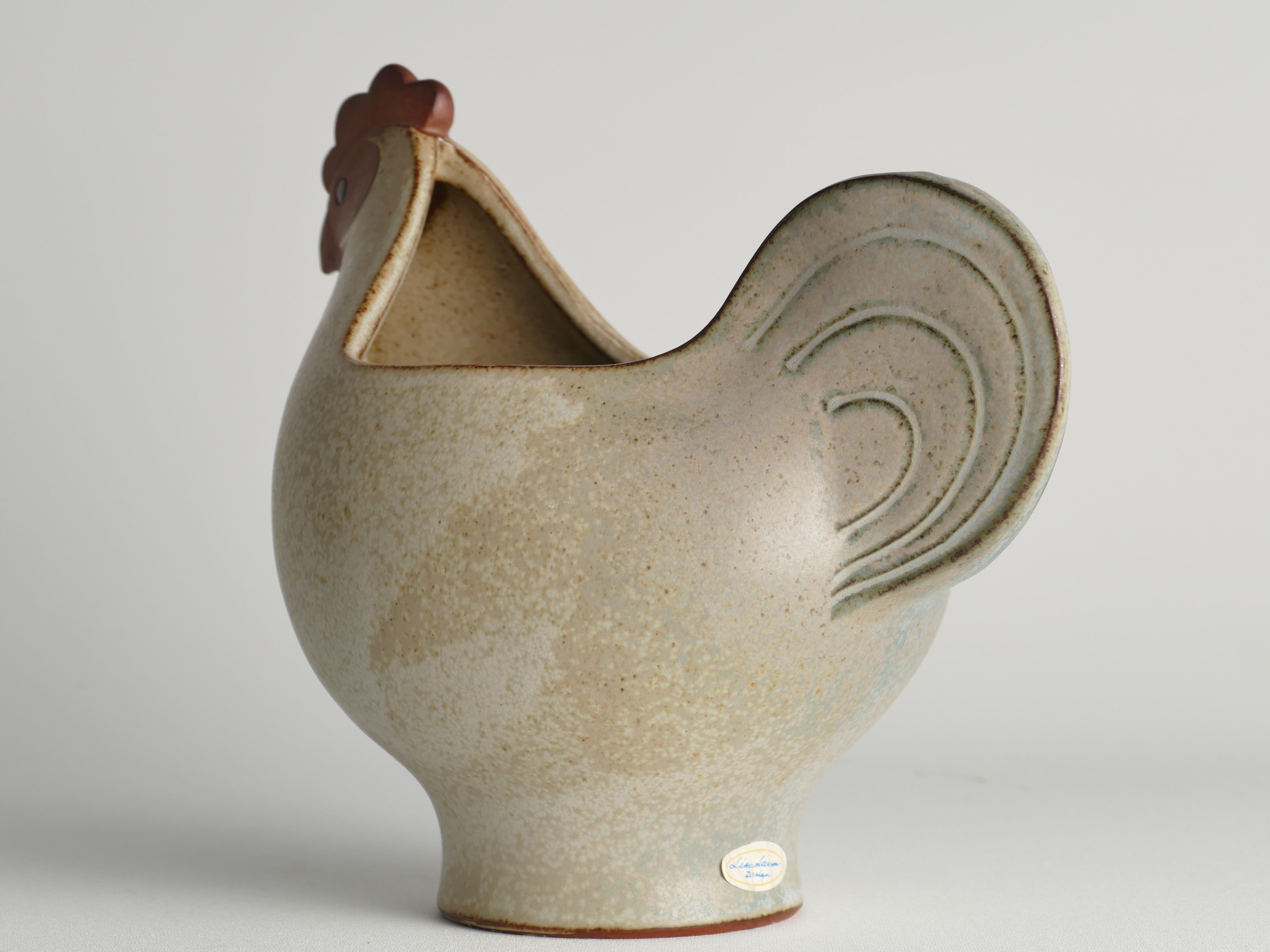 Late 20th Century Scandinavian Modern Stoneware Easter Hen Bowl by Lisa Larson, 1982