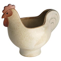 Vintage Scandinavian Modern Stoneware Easter Hen Bowl by Lisa Larson, 1982