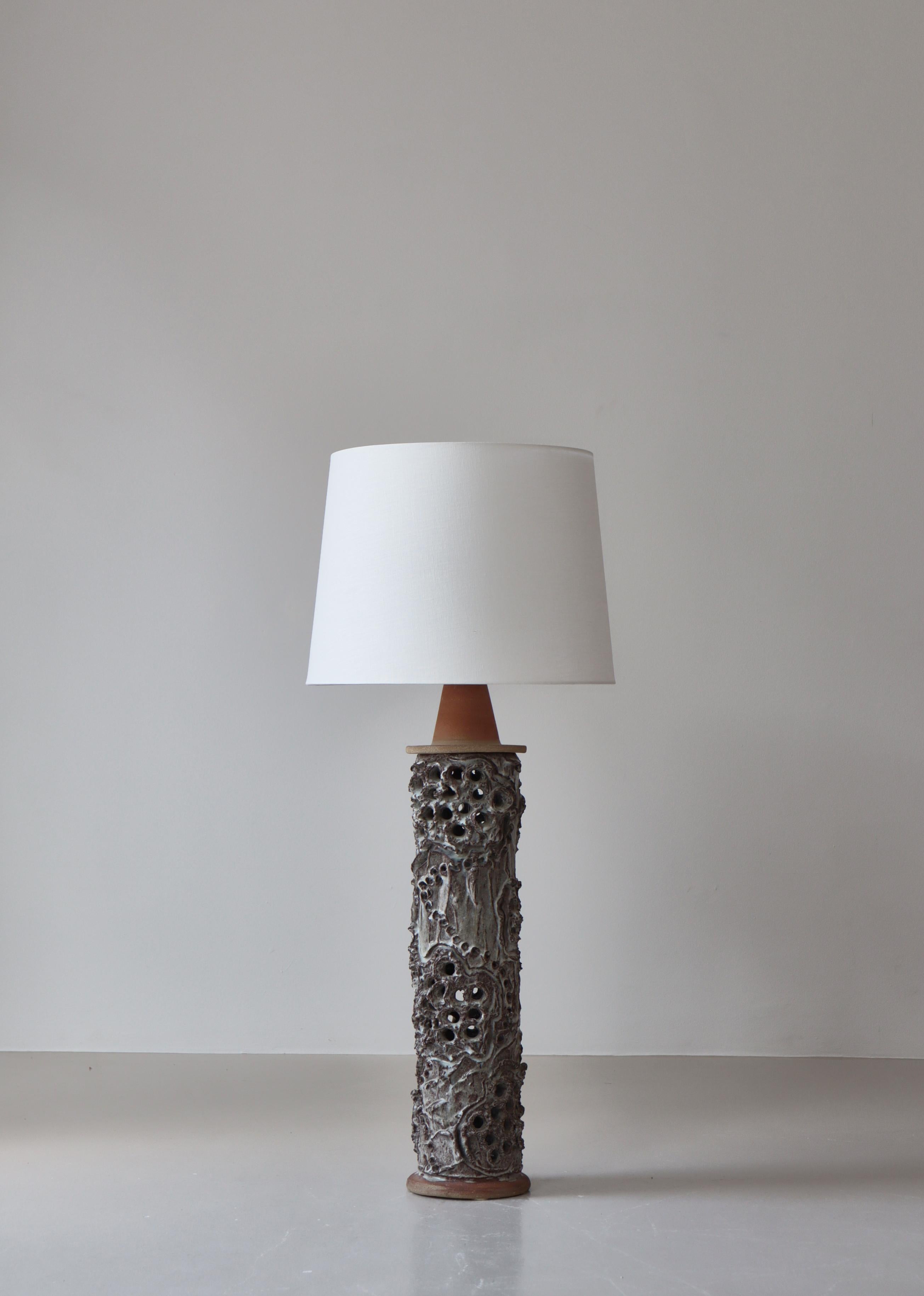 Scandinavian Modern Stoneware Floor Lamp Bodil Marie Nielsen, Denmark, 1960s In Good Condition For Sale In Odense, DK