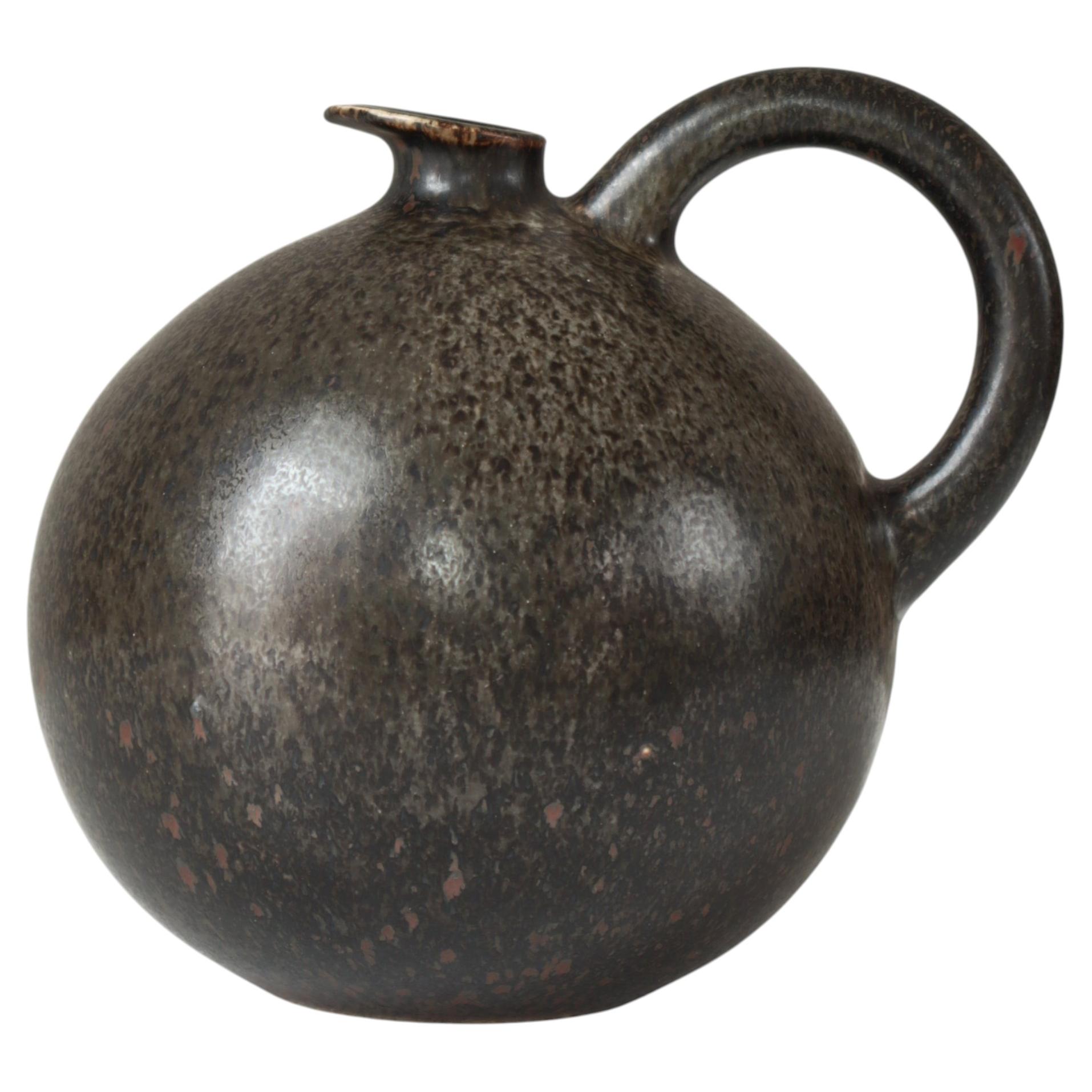 Scandinavian Modern Unique Handmade Stoneware Jug by Saxbo, Denmark, 1930s