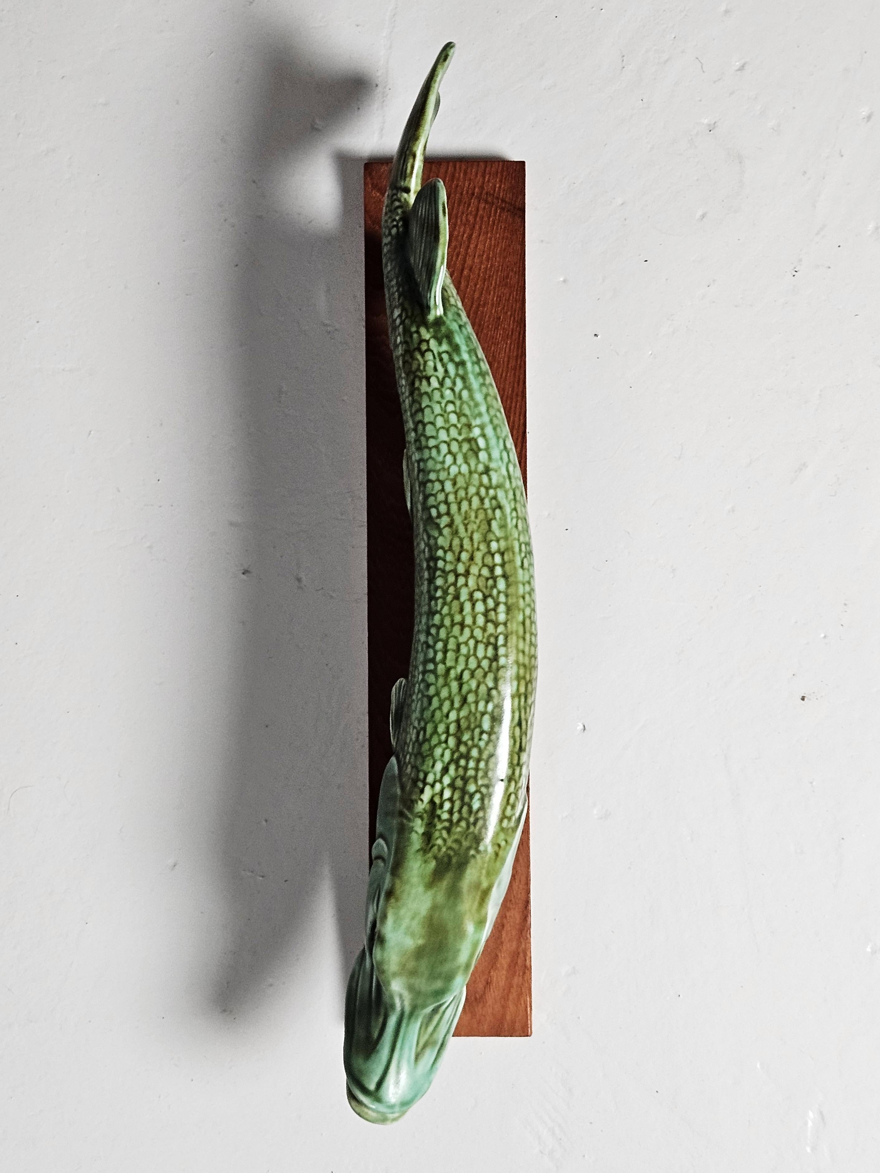 Scandinavian modern stoneware pike by Sven Wejsfelt, Gustavsberg, Sweden, 1980s For Sale 1