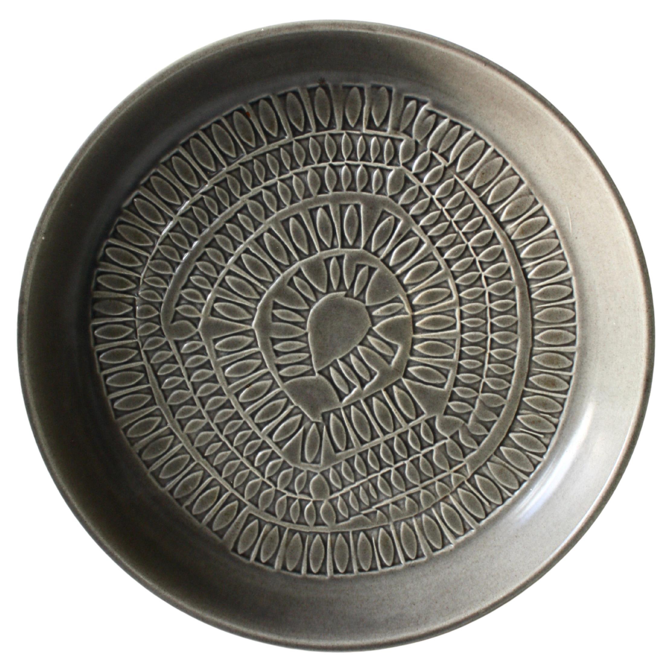 Plato de gres moderno escandinavo, Bo Fajans, Suecia, hacia 1950