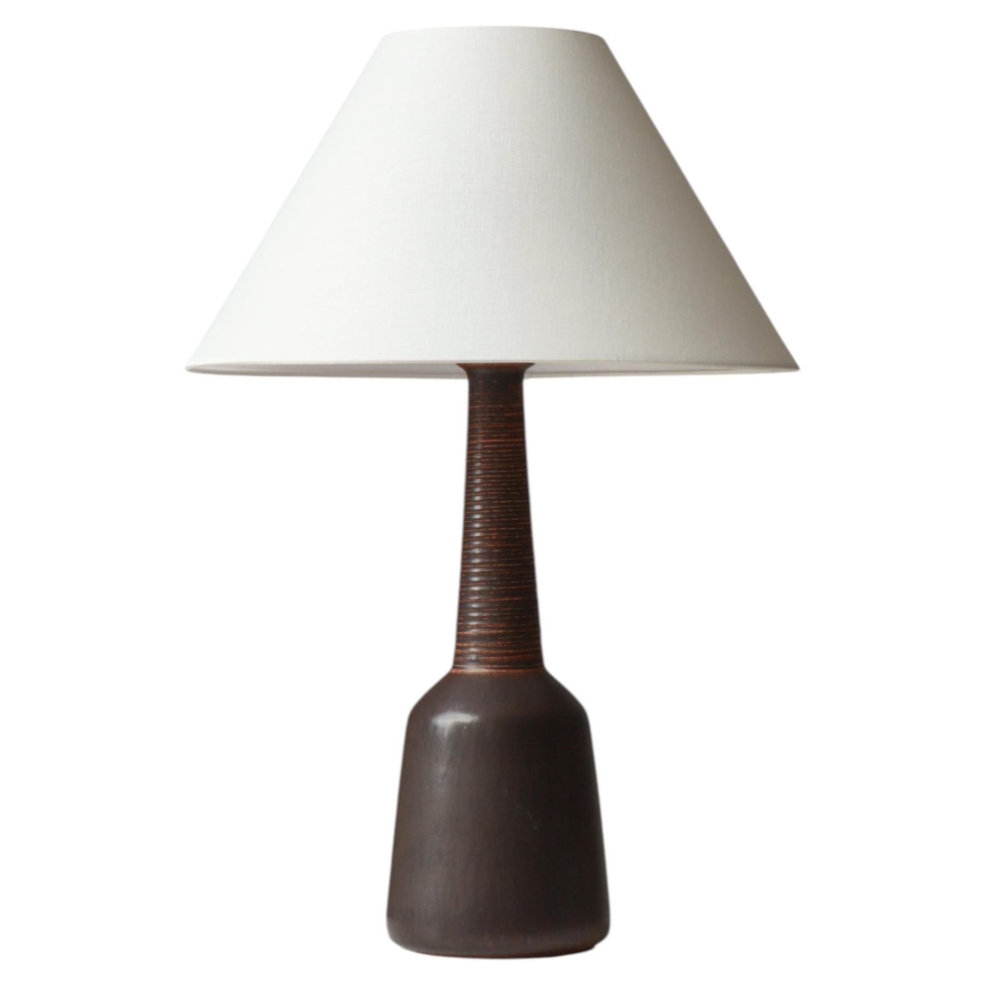 Scandinavian Stoneware tall brown Table Lamp by SAXBO, Eva Stæhr Nielsen, 1940s