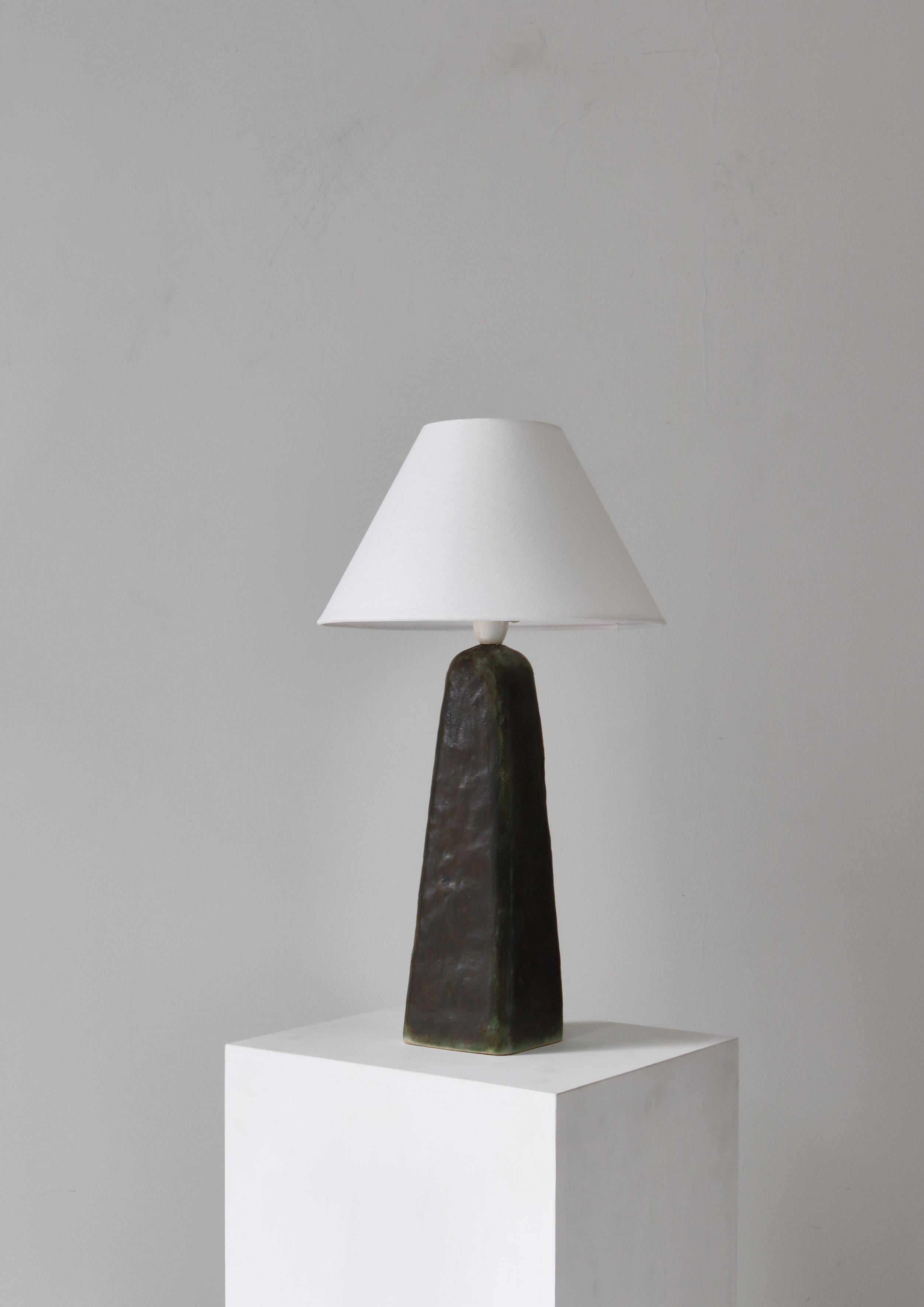 Scandinavian Modern Stoneware Table Lamp by Eigil Hinrichsen, Denmark, 1950s In Good Condition For Sale In Odense, DK