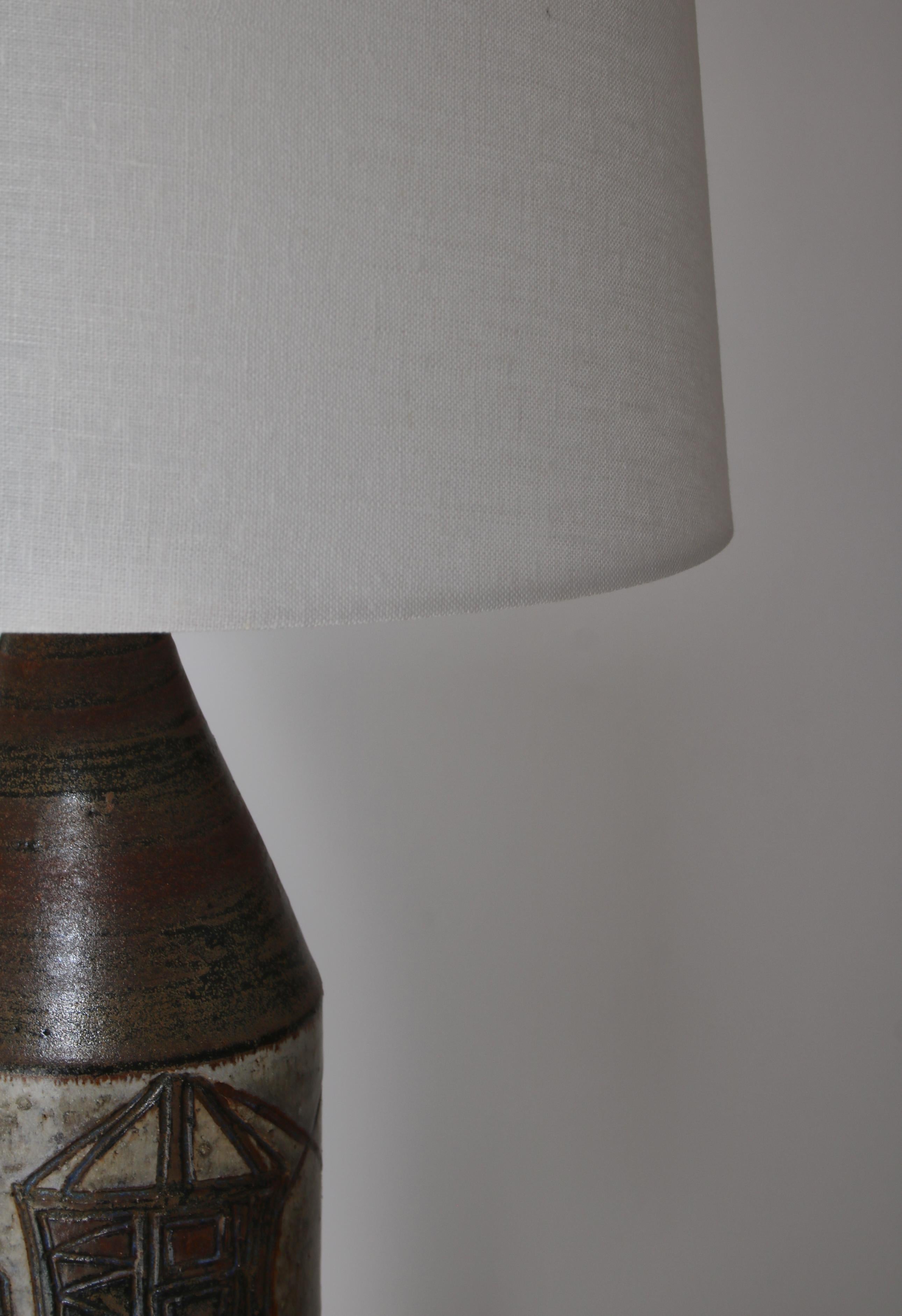 Scandinavian Modern Stoneware Table Lamp by Finn & Dagny Hald, 1950s In Good Condition For Sale In Odense, DK