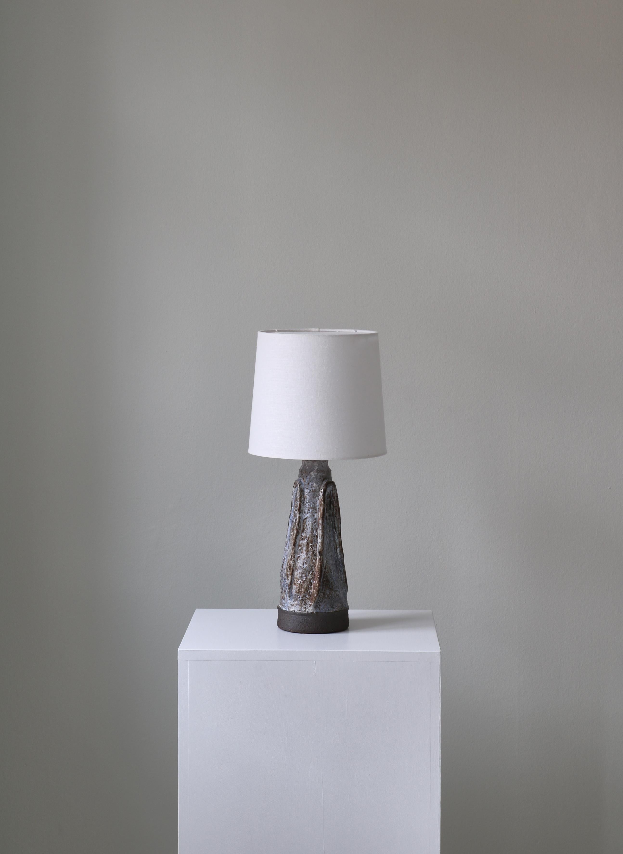 Scandinavian Modern Stoneware Table Lamp by Henri Ceramics, Denmark, 1960s In Good Condition For Sale In Odense, DK
