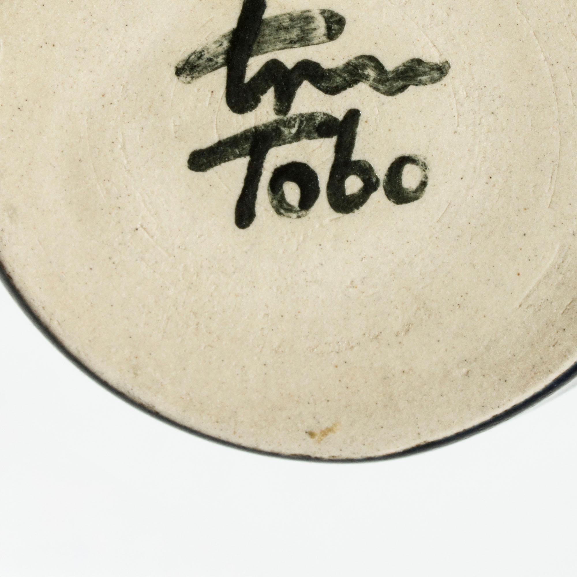 Metà XX secolo Scandinavian Modern Stoneware vase by Eric & Ingrid Triller, Tobo, Sweden, 1940s in vendita