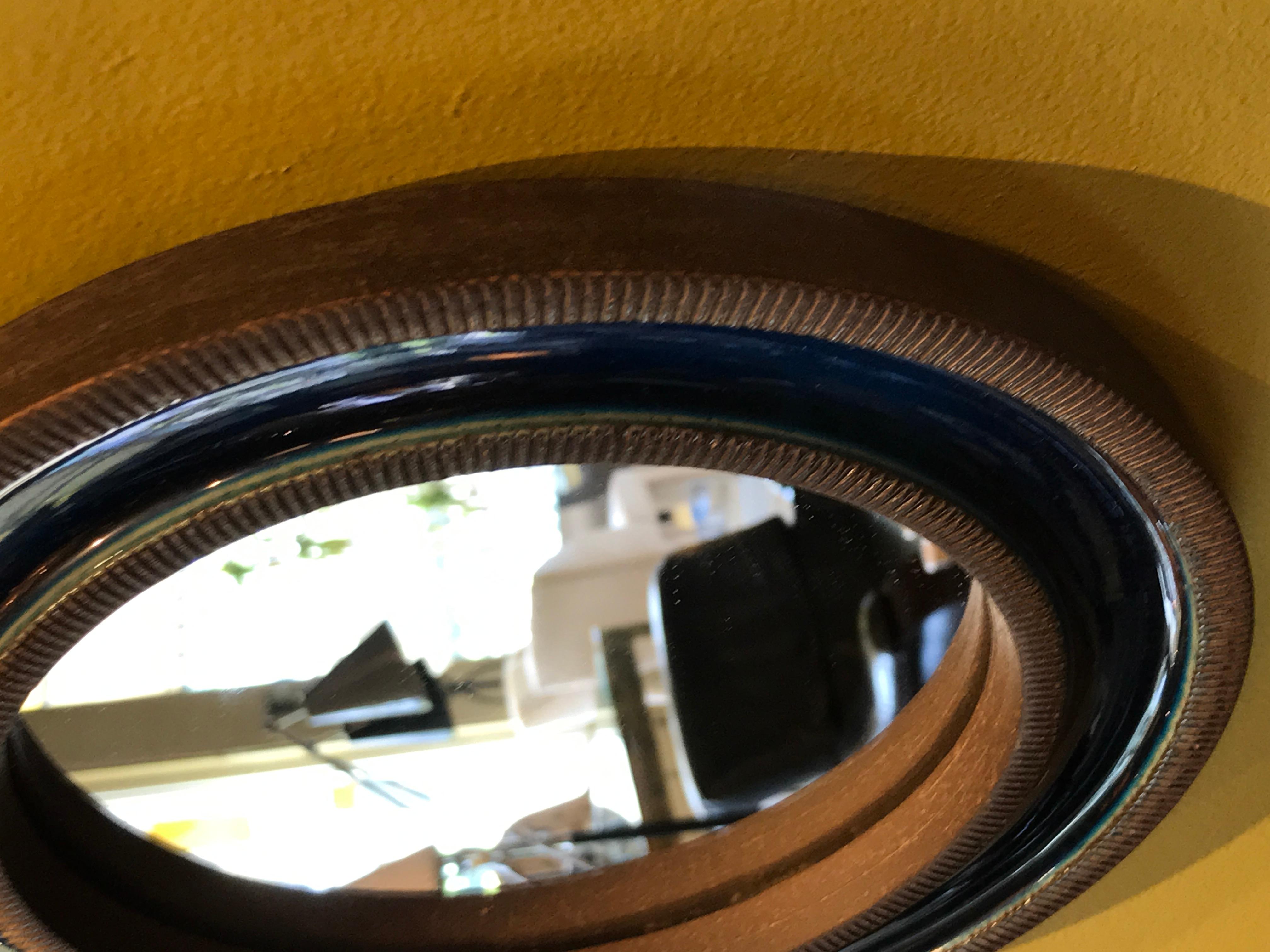 Danish Scandinavian Modern Stoneware Wall Mirror Erik Reiff for Knabstrup, Denmark 1960
