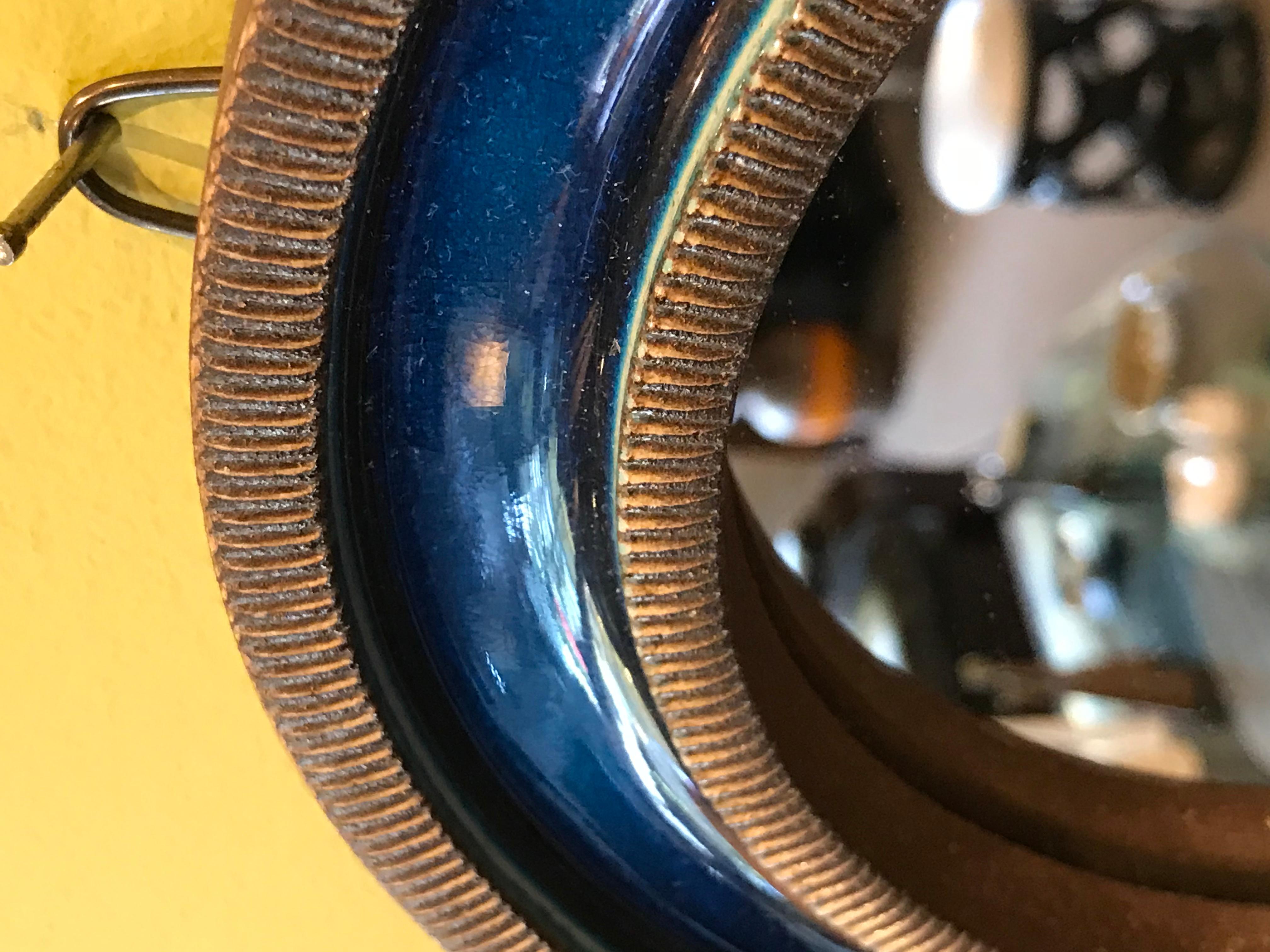 Pottery Scandinavian Modern Stoneware Wall Mirror Erik Reiff for Knabstrup, Denmark 1960