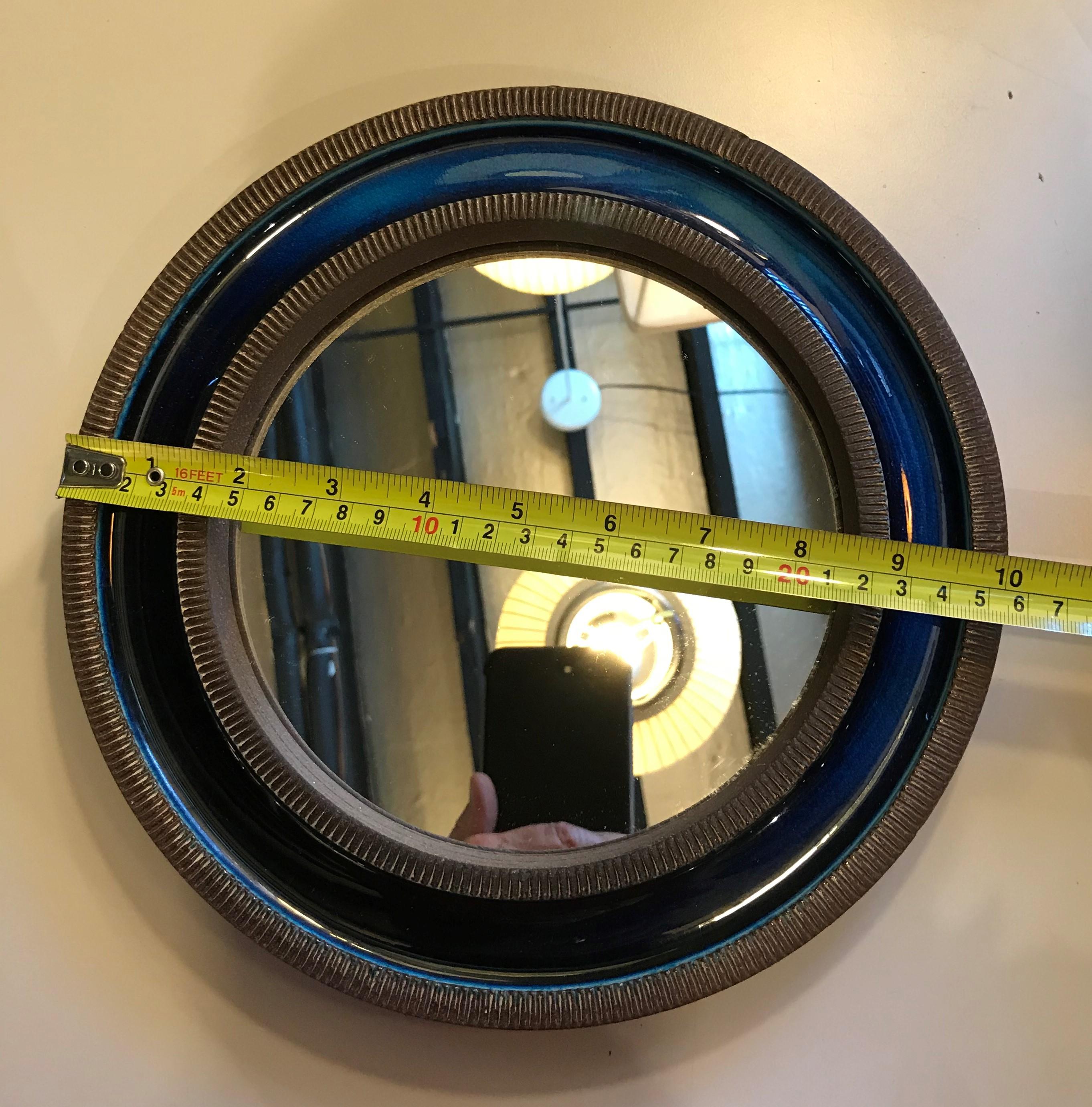 Scandinavian Modern Stoneware Wall Mirror Erik Reiff for Knabstrup, Denmark 1960 2