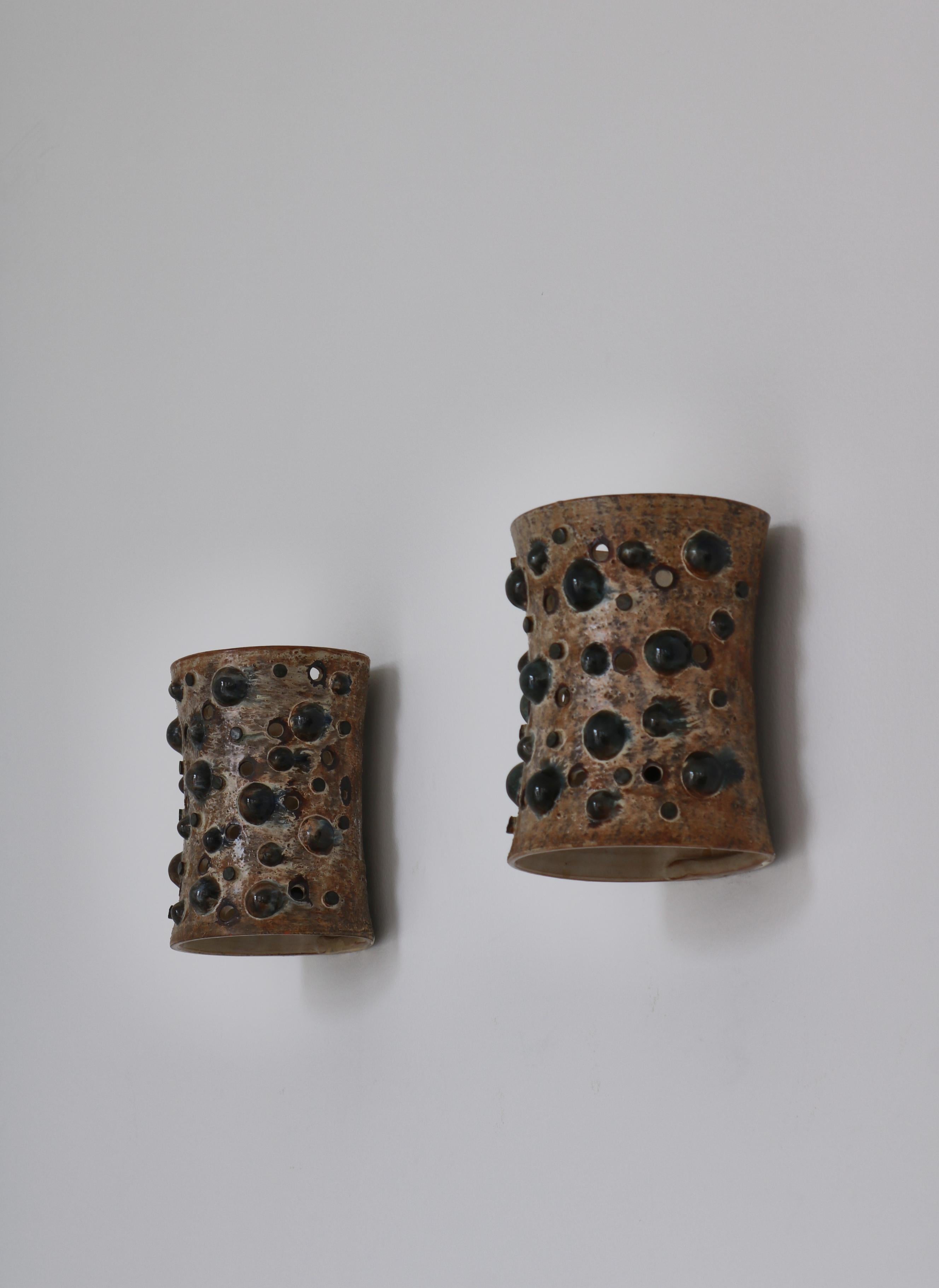 Danish Scandinavian Modern Stoneware Wall Sconces by Jette Hellerøe, Axella, Denmark For Sale