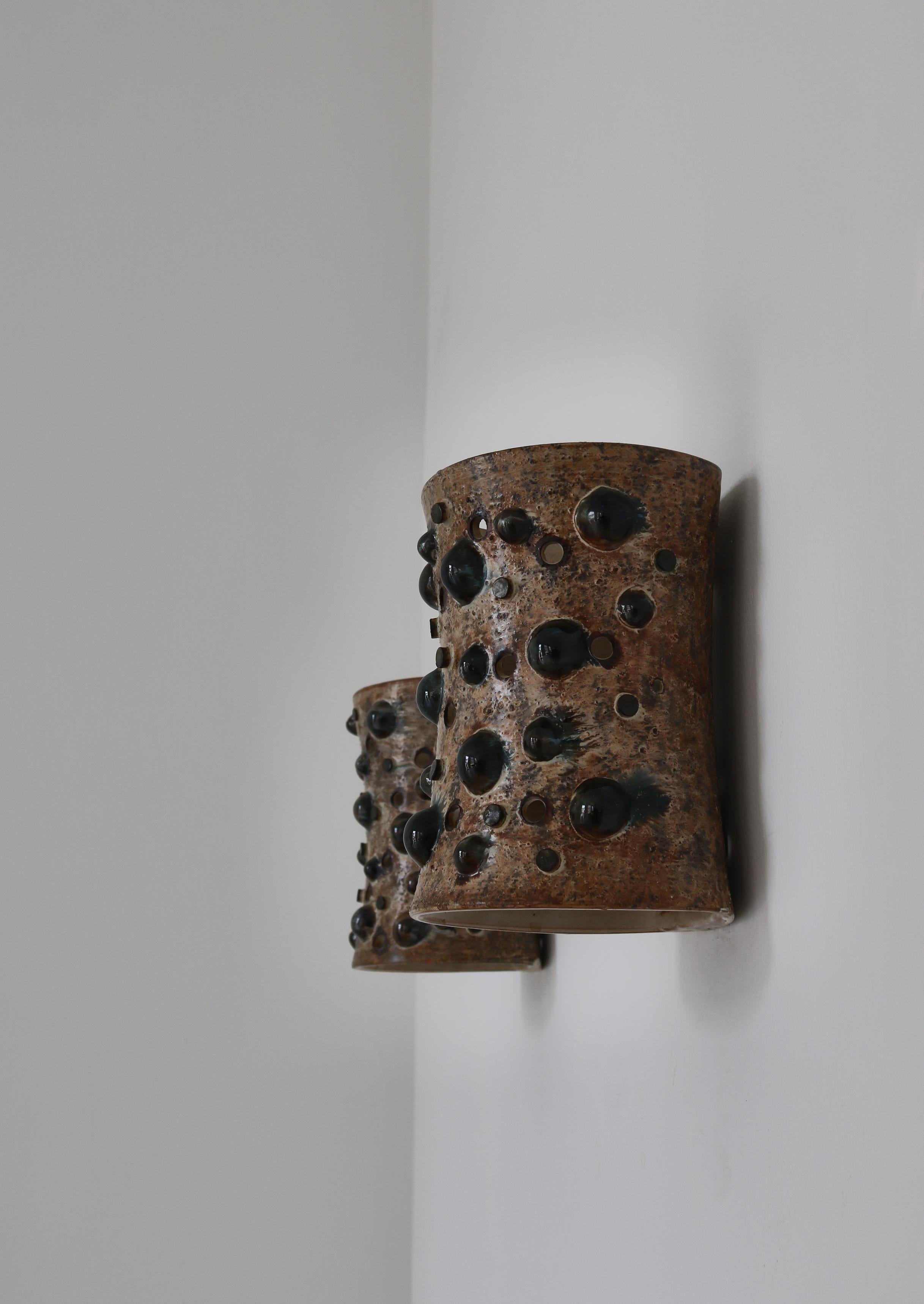 Scandinavian Modern Stoneware Wall Sconces by Jette Hellerøe, Axella, Denmark For Sale 1