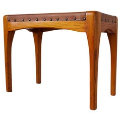 Scandinavian Modern Stool in Pine and Leather, Sweden, 1970s
