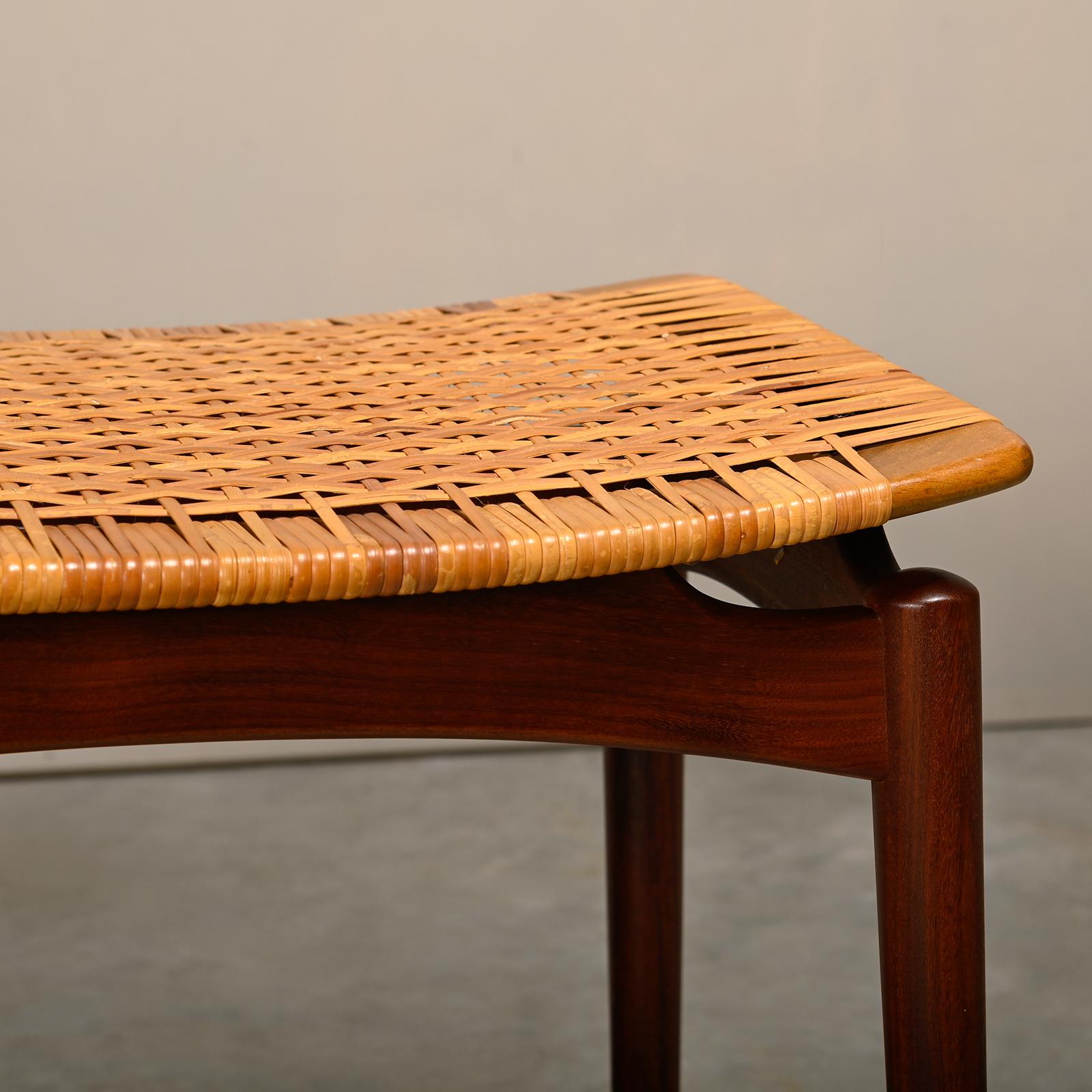 Scandinavian Modern Stool in Teak and Cane for Ølholm Møbelfabrik, 1950s 4