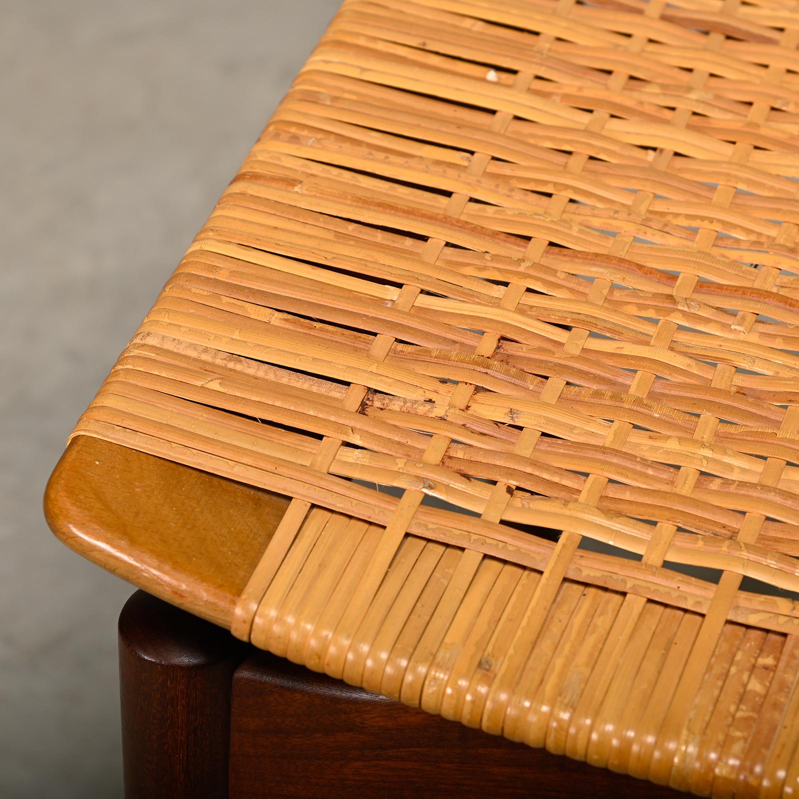 Scandinavian Modern Stool in Teak and Cane for Ølholm Møbelfabrik, 1950s 6