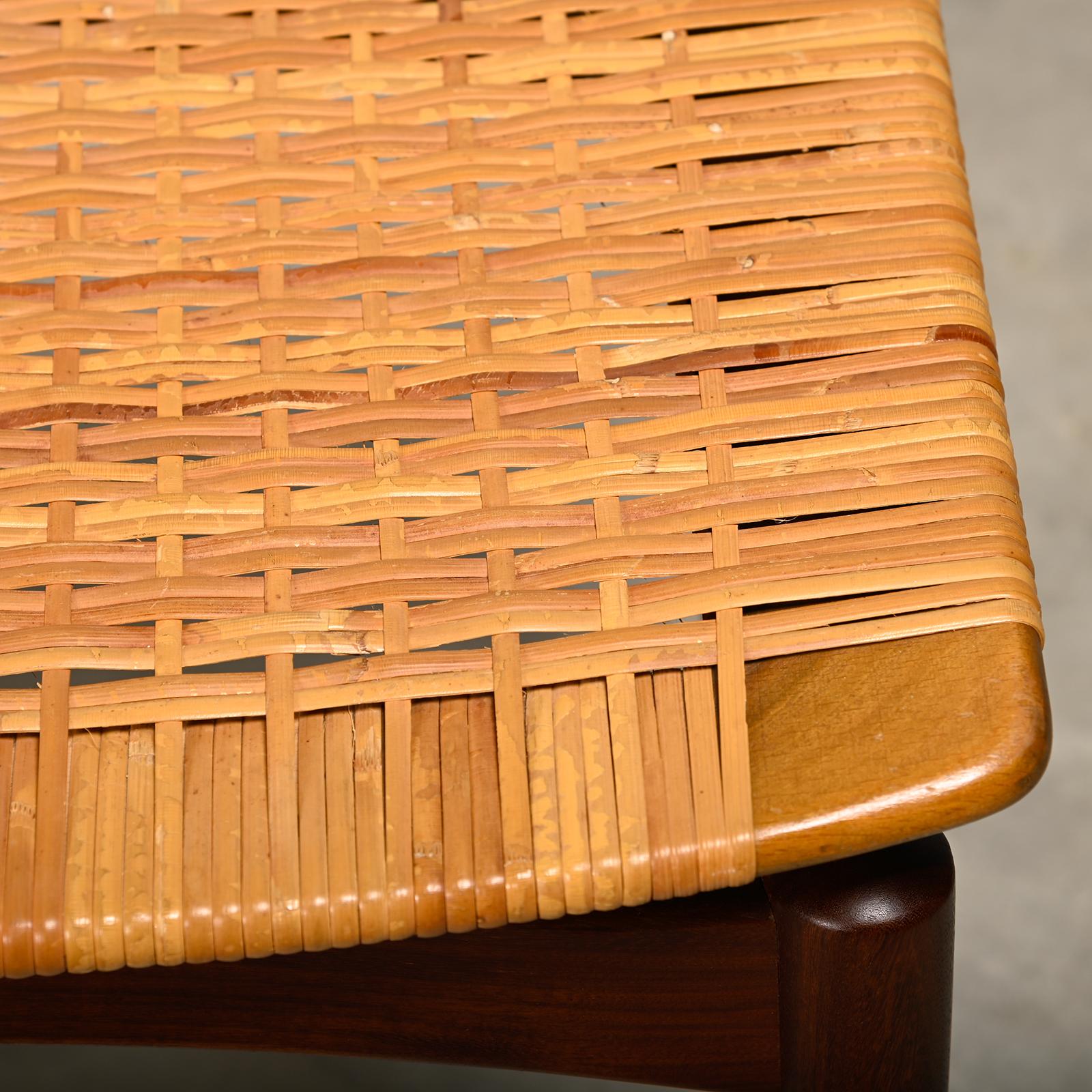 Scandinavian Modern Stool in Teak and Cane for Ølholm Møbelfabrik, 1950s 7