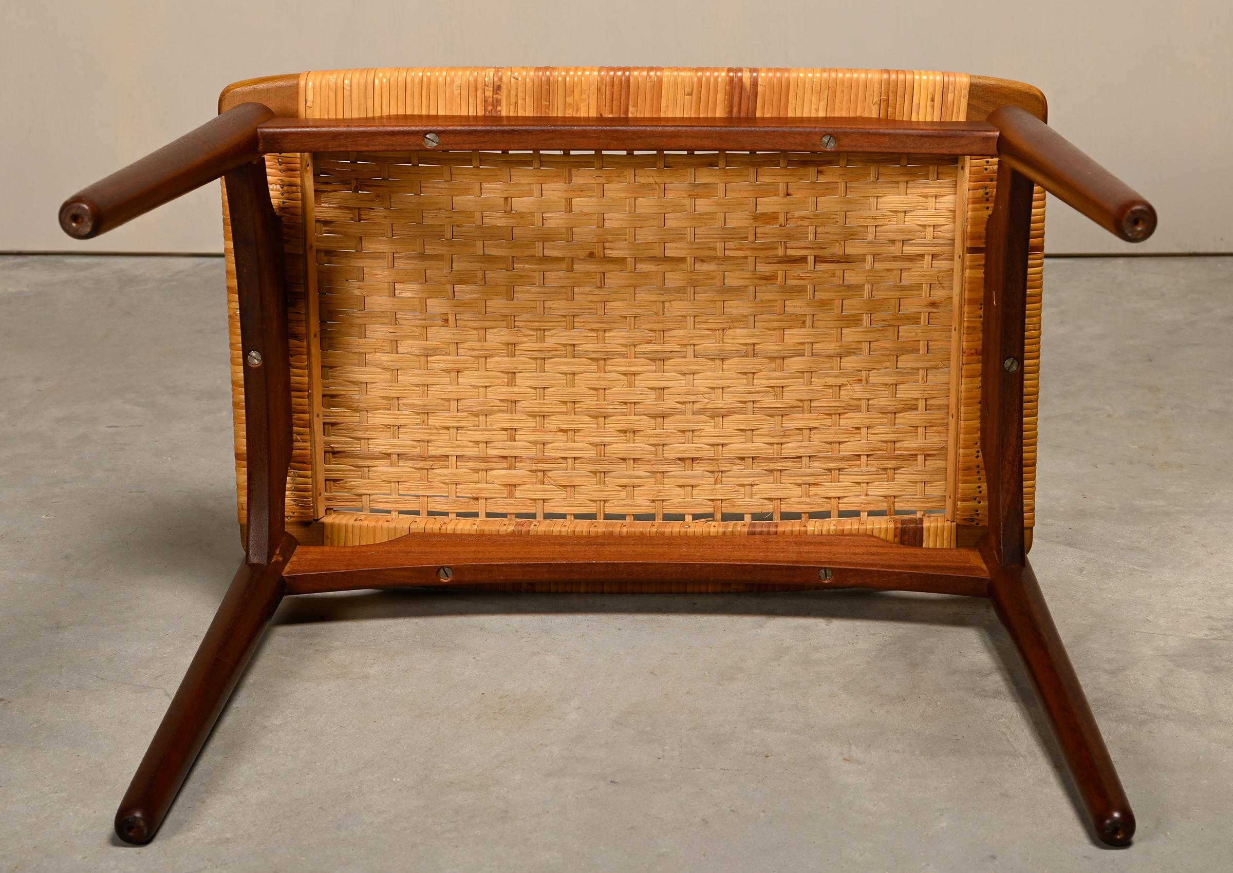 Scandinavian Modern Stool in Teak and Cane for Ølholm Møbelfabrik, 1950s 8