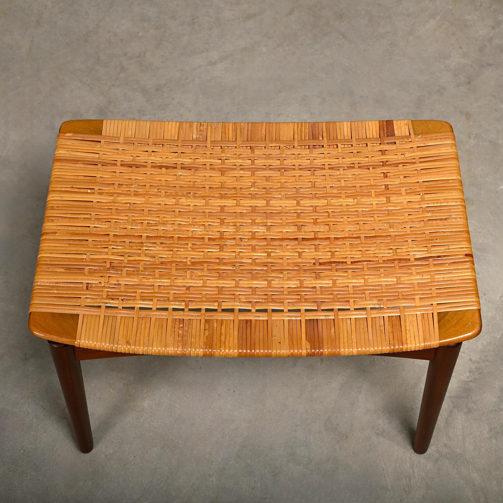 Scandinavian Modern Stool in Teak and Cane for Ølholm Møbelfabrik, 1950s 2