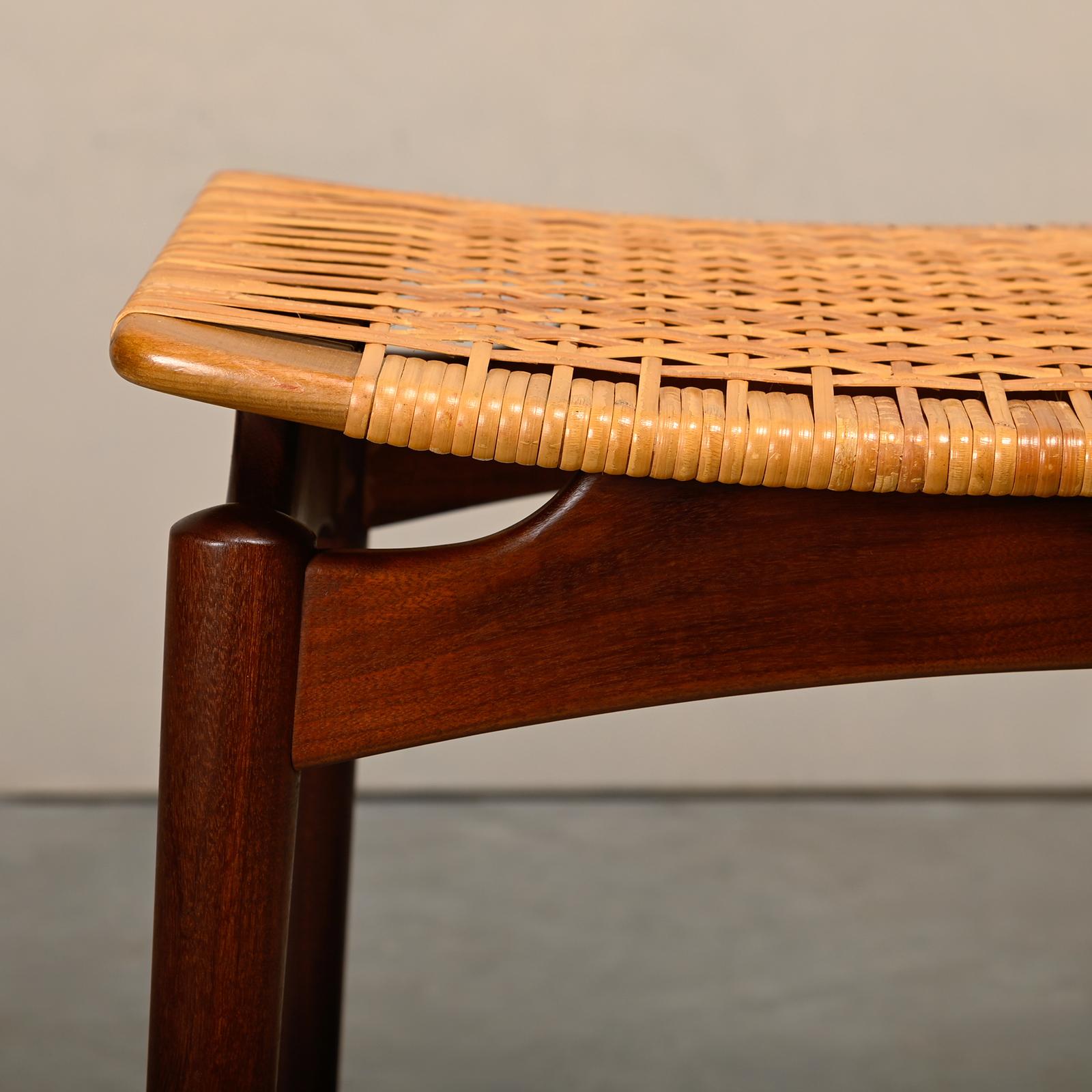 Scandinavian Modern Stool in Teak and Cane for Ølholm Møbelfabrik, 1950s 3