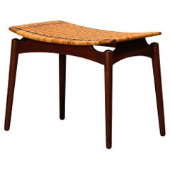 Scandinavian Modern Stool in Teak and Cane for Ølholm Møbelfabrik, 1950s