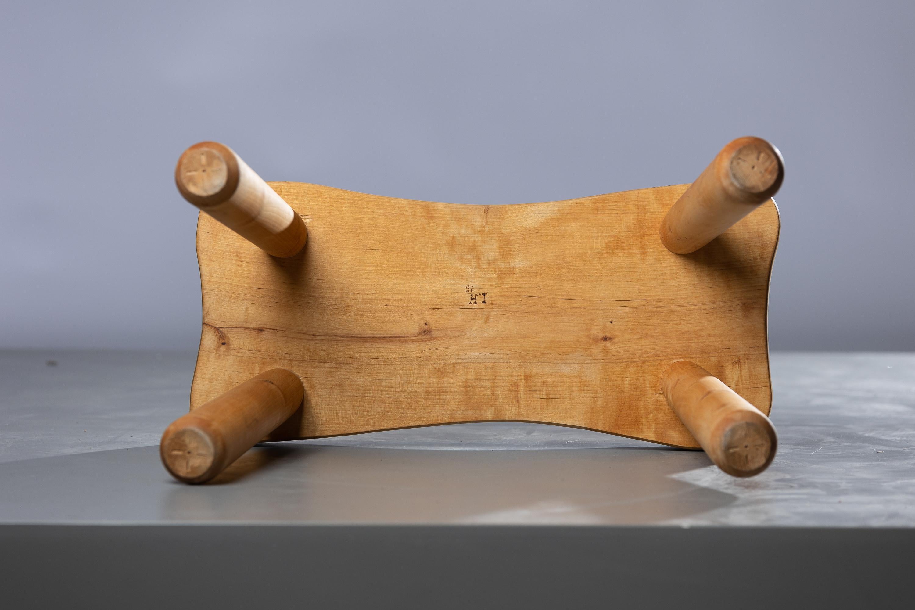 Mid-20th Century Scandinavian Modern stool of pine by Ingvar Hildingsson, signed. For Sale
