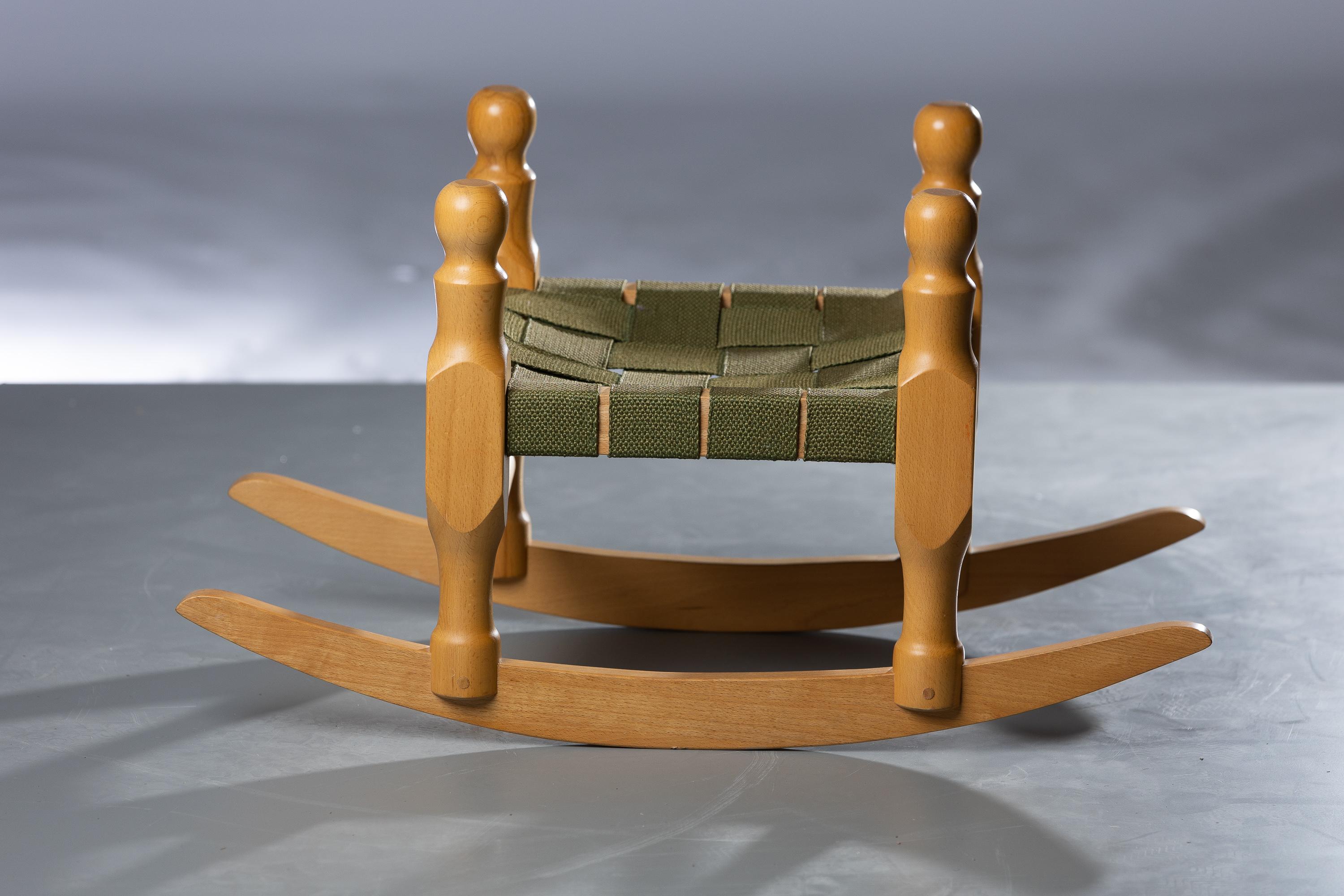 Swedish Scandinavian Modern stool on medar by Erik Höglund of beech For Sale
