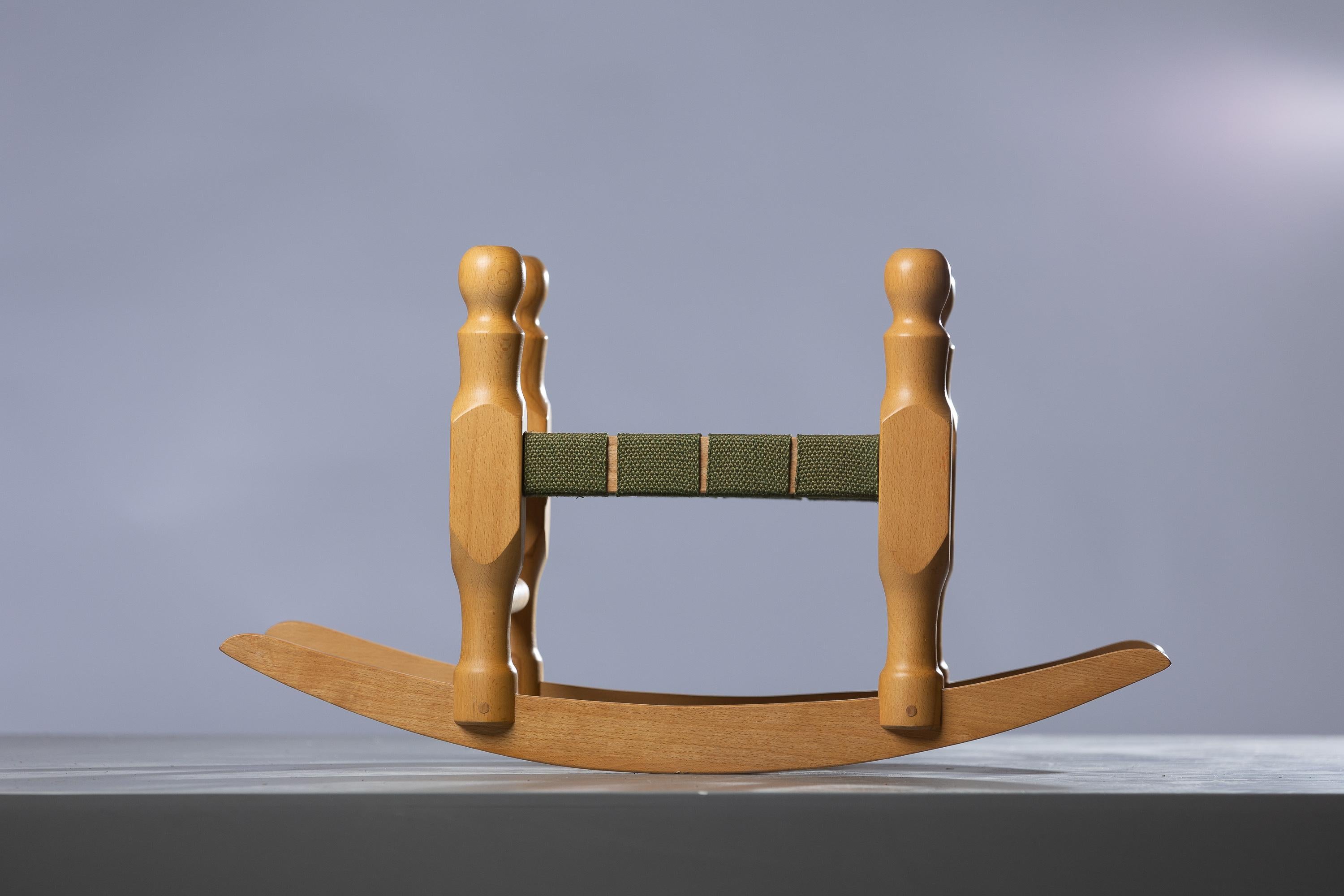 Scandinavian Modern stool on medar by Erik Höglund of beech In Good Condition For Sale In Skå, SE
